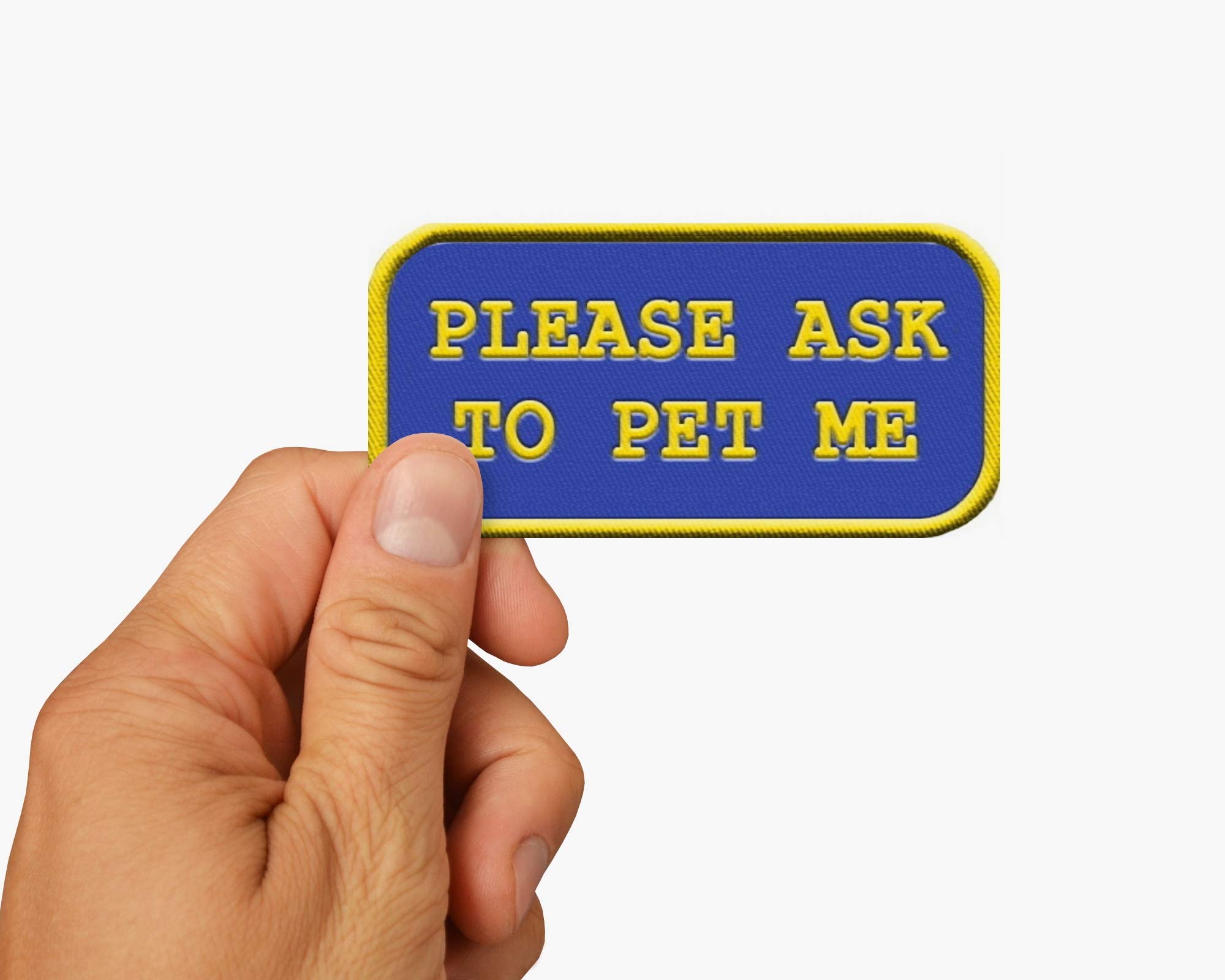 Service Dog Patch - 'Please Ask to Pet Me' Embroidered Sew-On Badge for Vests & Harnesses | Perfect for Therapy, Training & Public Outings