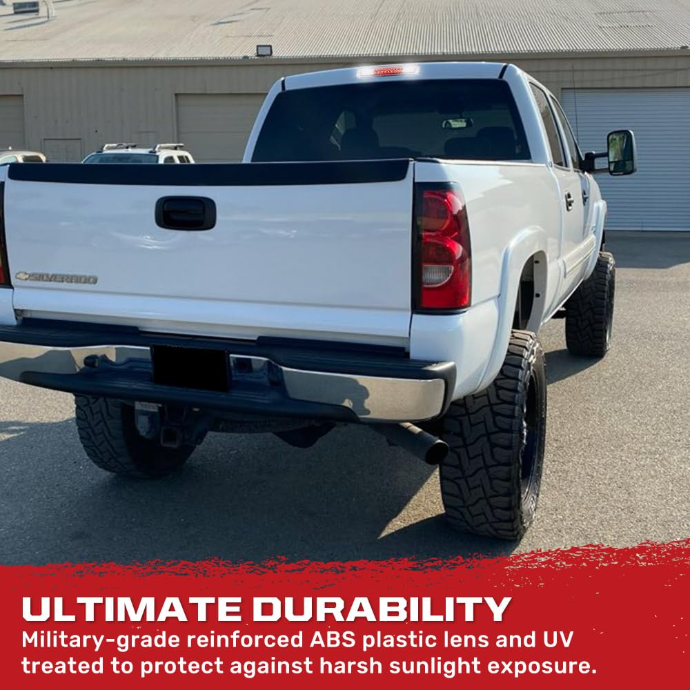 RECON Clear 3rd Brake Light Kit with Red & White LED Lights - Compatible with 1999-2006 GMC Sierra & Chevy Silverado 1500/2500/3500 Models - Clear Lens for Enhanced Visibility & Style - Perfect for Truck Upgrades & Nighttime Safety