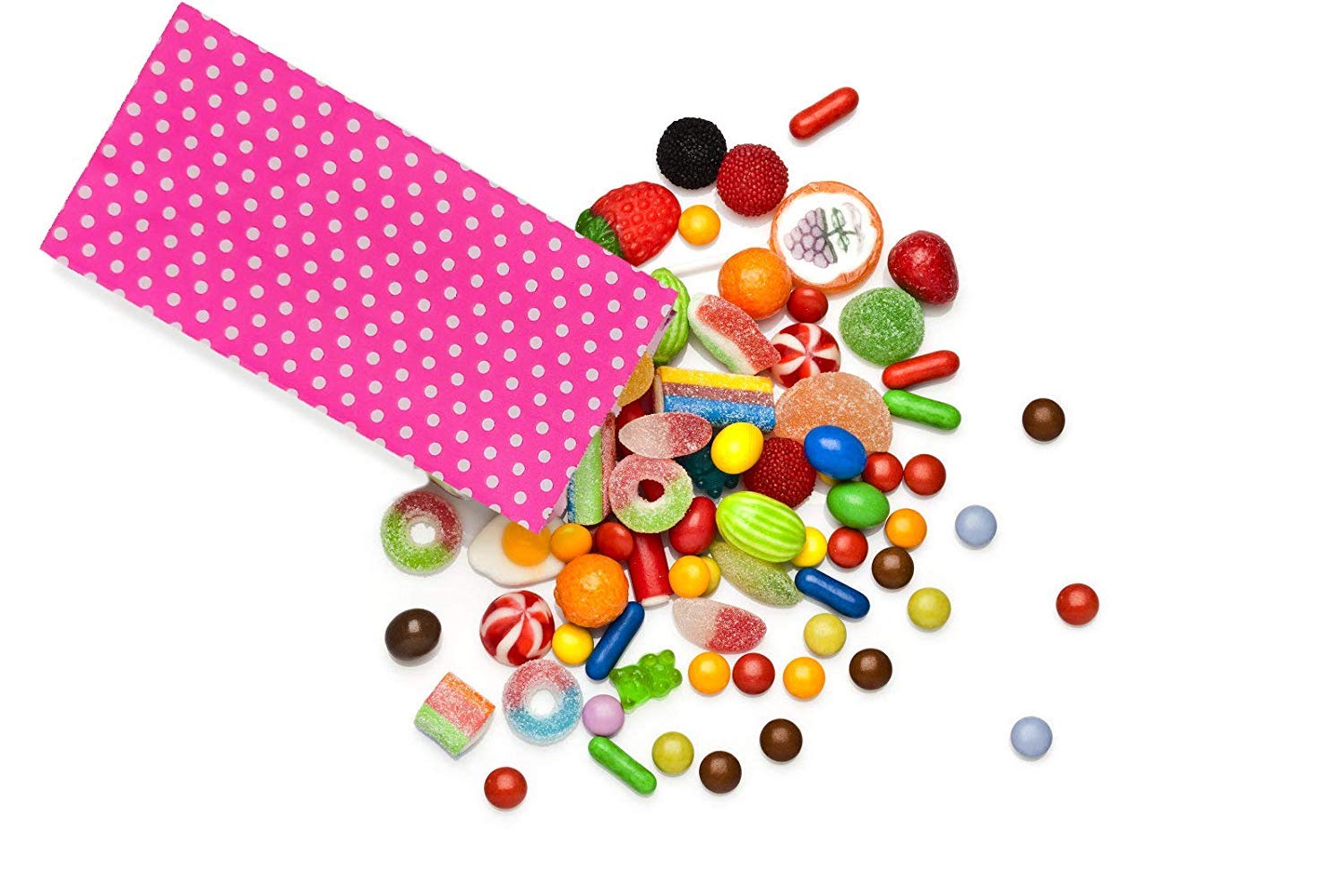 Onwon® 24-Piece Gift Dot Paper Bags - Flat Bottom Lunch Bags, Grocery Bags, Party Favor Bags for Candy, Crafts & Gifts - Perfect for Birthday Parties, Baby Showers & Holiday Treats