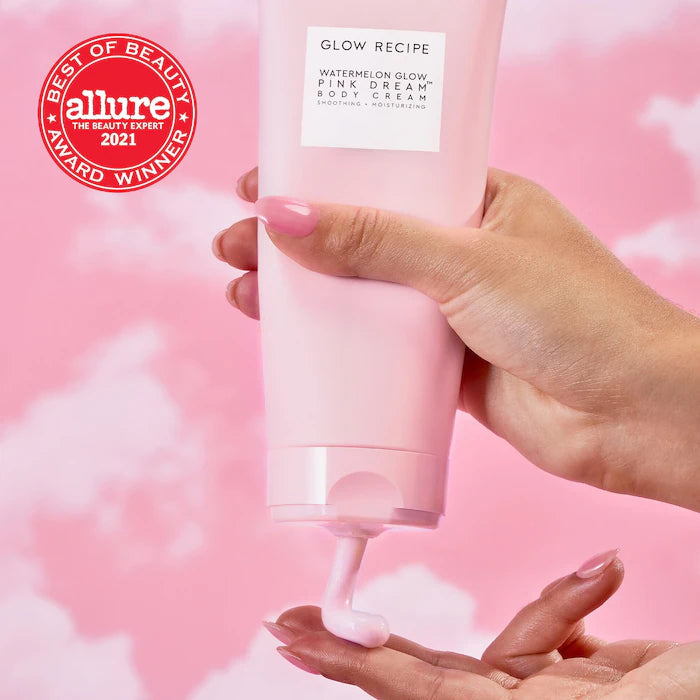 Glow Recipe Watermelon Glow AHA Pink Dream Body Cream - Hydrating & Exfoliating for Smooth, Glowing Skin - Perfect for Daily Moisturizing & Nighttime Skincare Routine