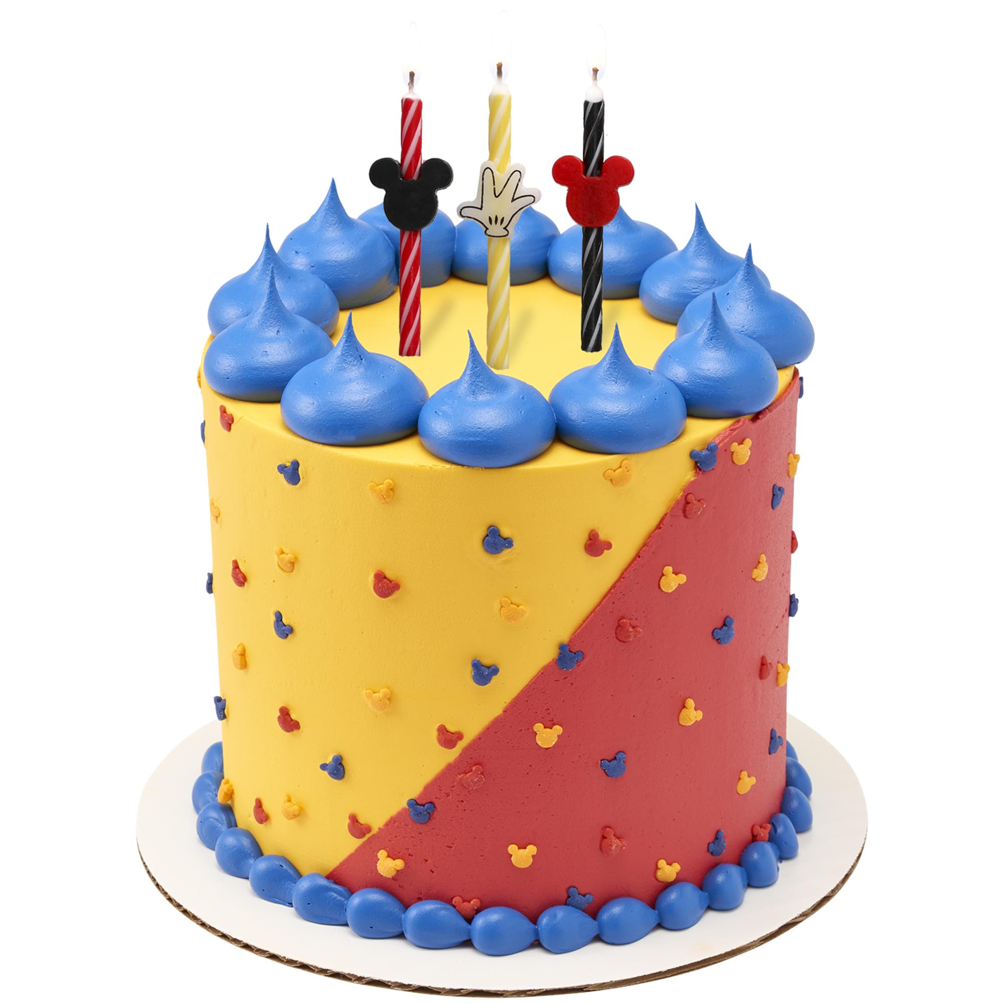 Disney Mickey Mouse Birthday Cake Candles - Set of 6 Red, Yellow & Black Striped Cake Decorations for Mickey Mouse Themed Parties | Perfect for Birthday Cakes, Cupcakes & Dessert Tables