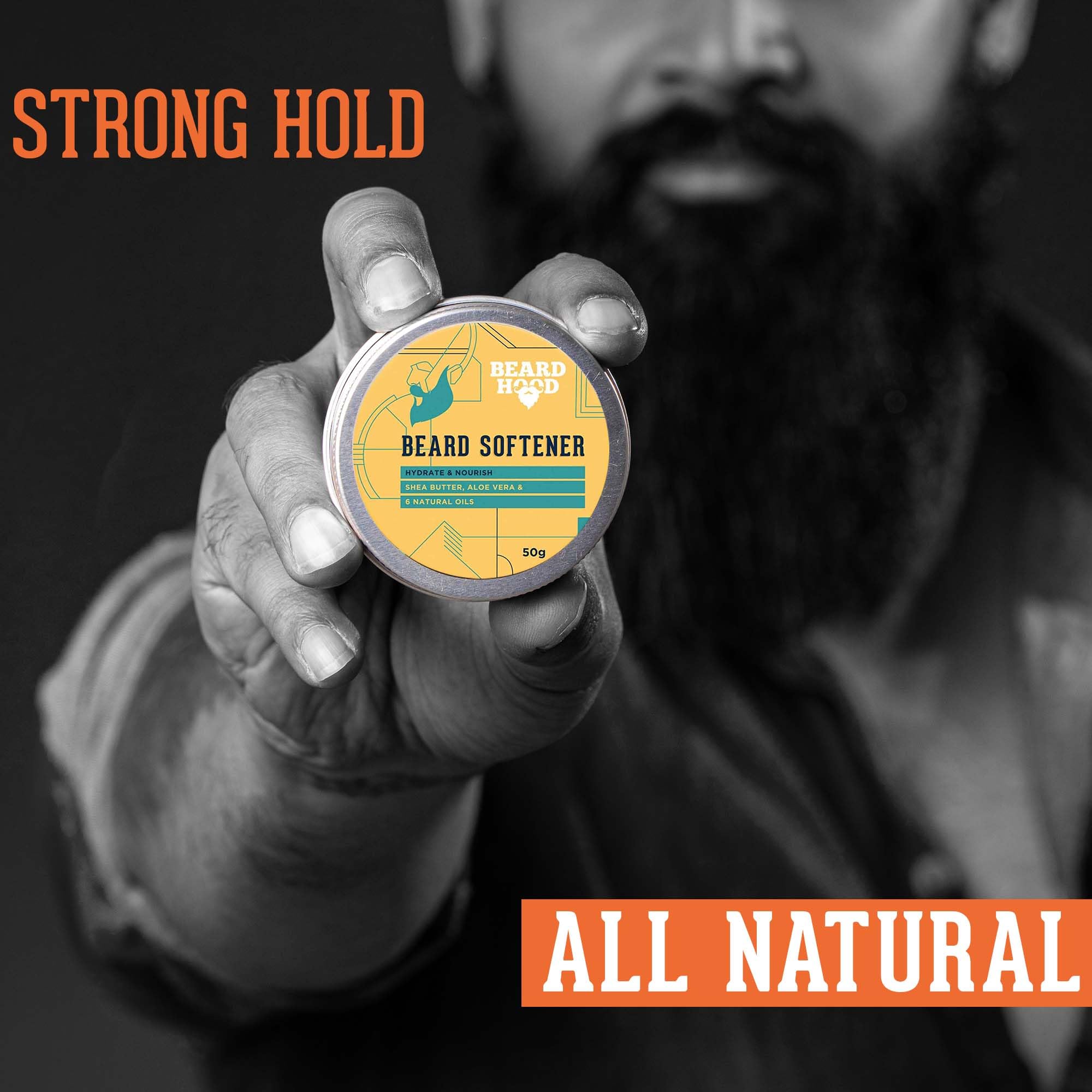 Beardhood Beard Softener for Men - Natural Shea Butter & 6 Essential Oils, 1.7oz/50g - Softens & Conditions Facial Hair for Daily Grooming & Styling