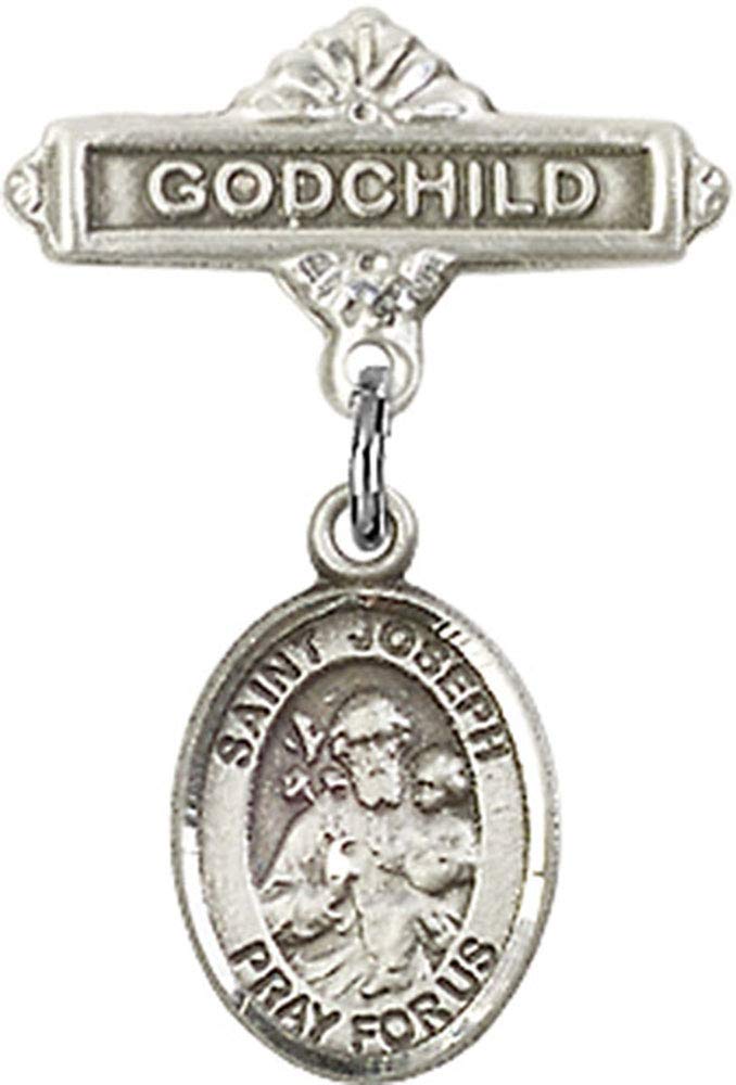 Sterling Silver St. Joseph Charm Baby Badge Pin - Godchild Gift for Christening & Baptism - Handmade in USA - Perfect for Religious Ceremonies & Special Occasions