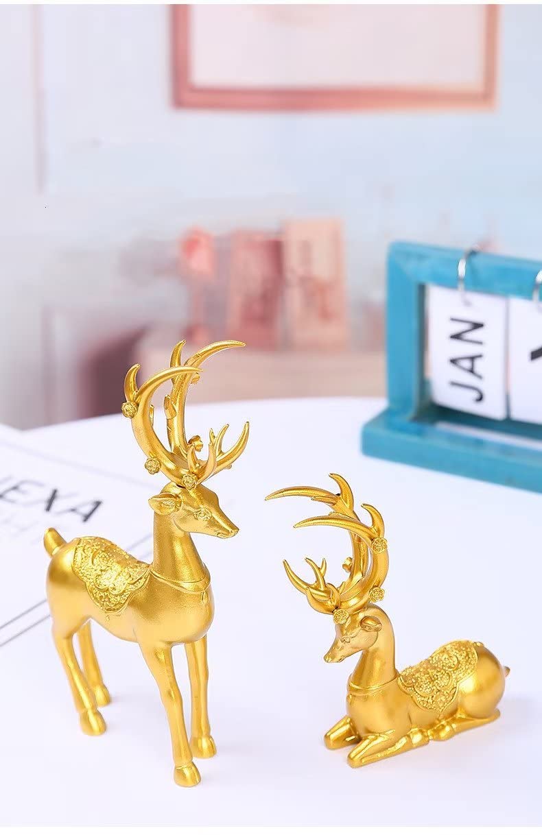 2 Pcs Deer Figurines - Elegant Deer Statues for Home Decor, Christmas Ornaments, Perfect for Living Room, TV Cabinet, Wine Cabinet & Holiday Decoration - Ideal for Festive Gifts & Cozy Home Ambiance