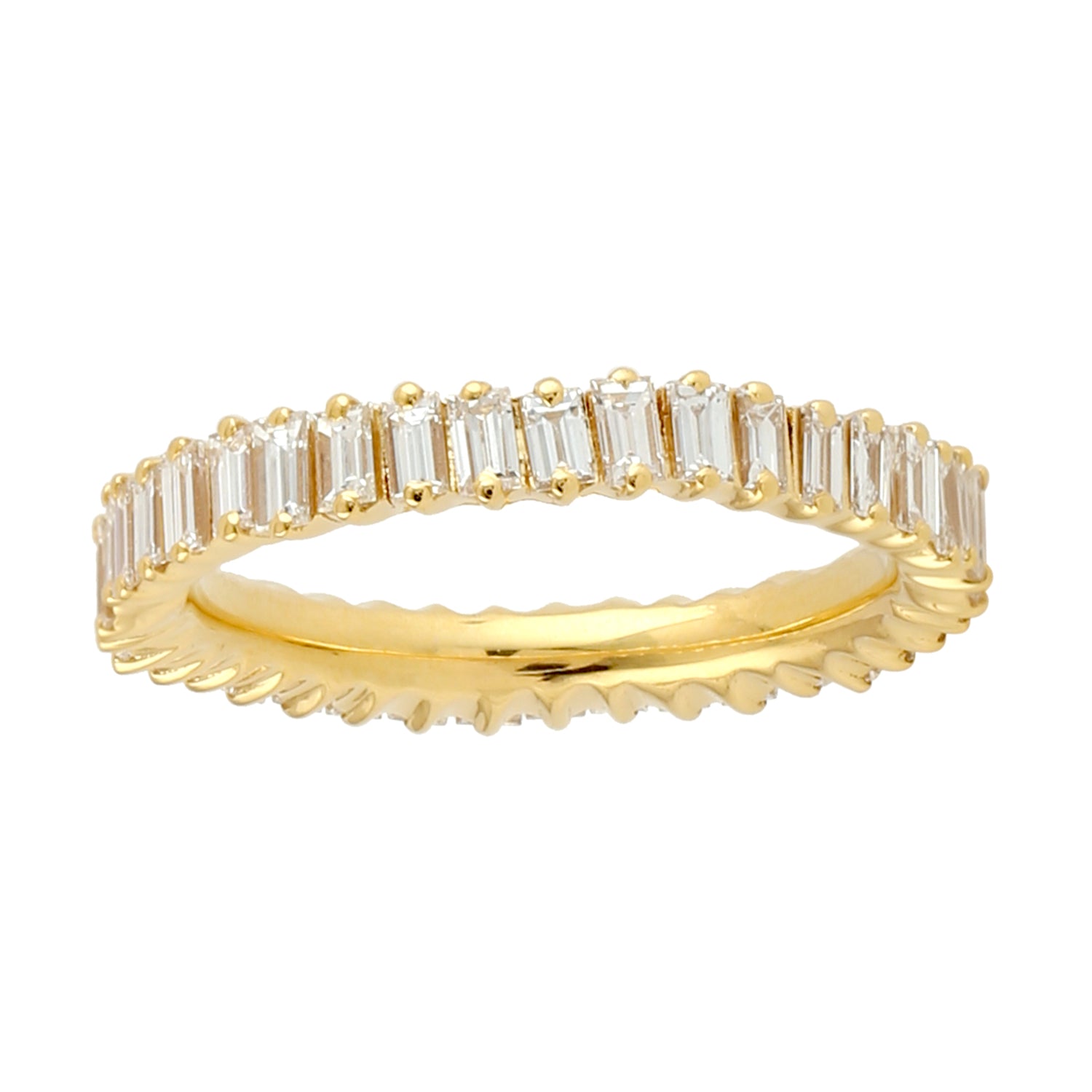 18K Yellow Gold Baguette Cut Diamond Handmade Full Eternity Band Ring for Women - Perfect for Weddings, Anniversaries & Special Occasions