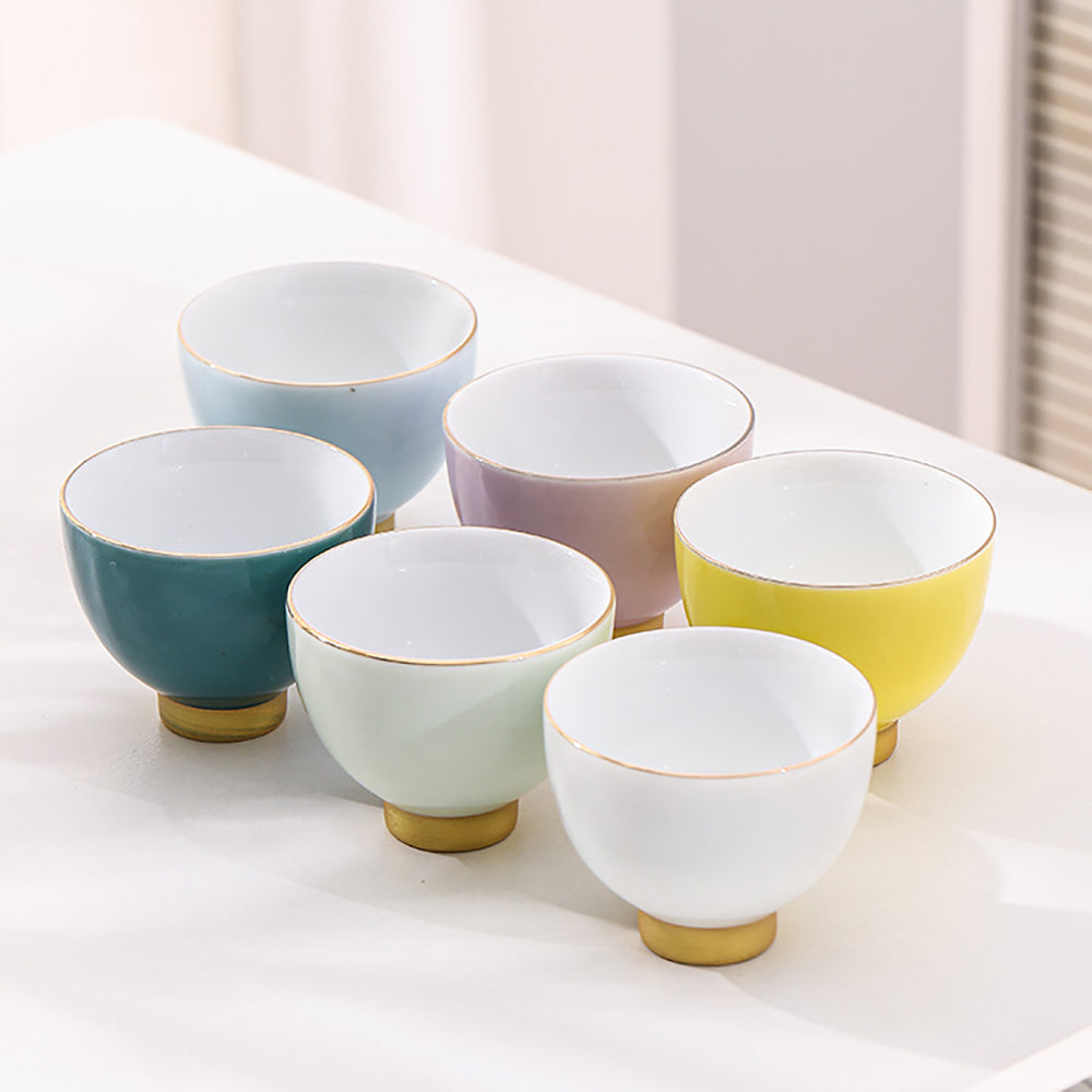 Premium Ceramic Morandi Kung Fu Tea Cup Set - 6 Piece Handcrafted Chinese Tea Cups for Gongfu Tea Ceremony, Home Decor & Gift Giving