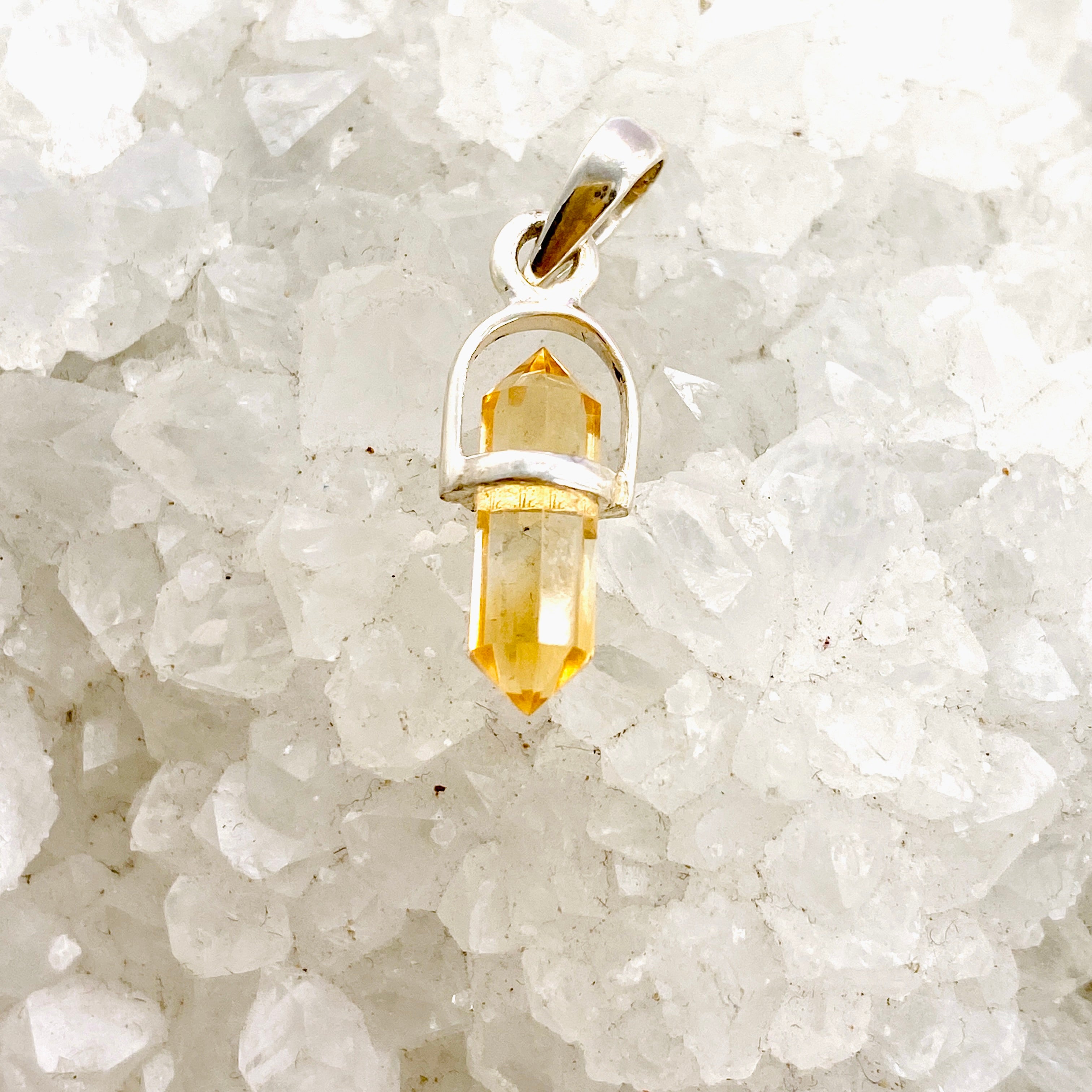 Natural Gemstone Double Point Pendant Necklace - Vertical Healing Crystal Jewelry PPGJ1010 for Meditation, Yoga & Spiritual Energy