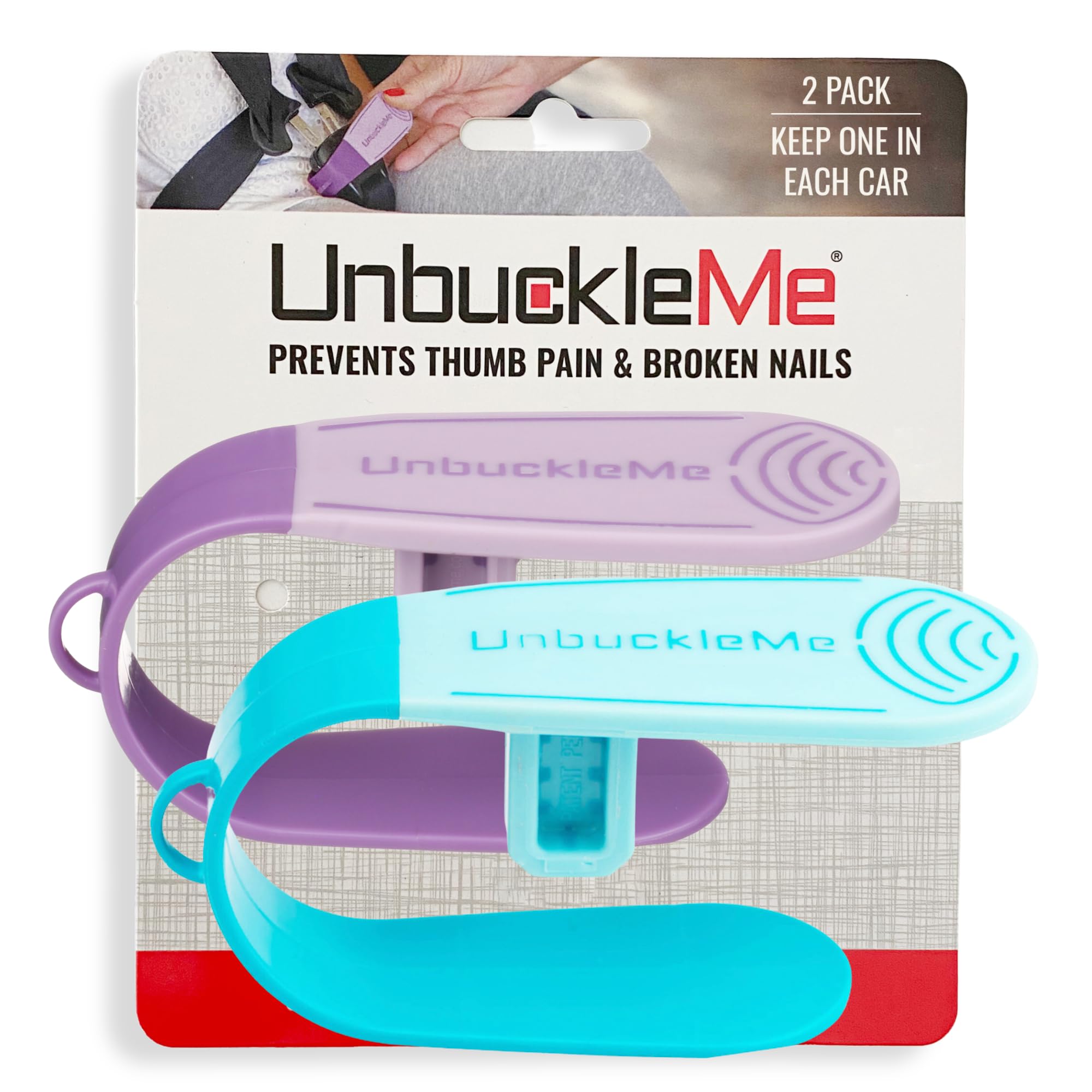UnbuckleMe Car Seat Buckle Release Tool - Purple & Blue 2 Pack - Easy Car Seat Buckle Opener for Parents & Caregivers - Perfect for Quick Child Safety Seat Release in Cars, SUVs & Minivans