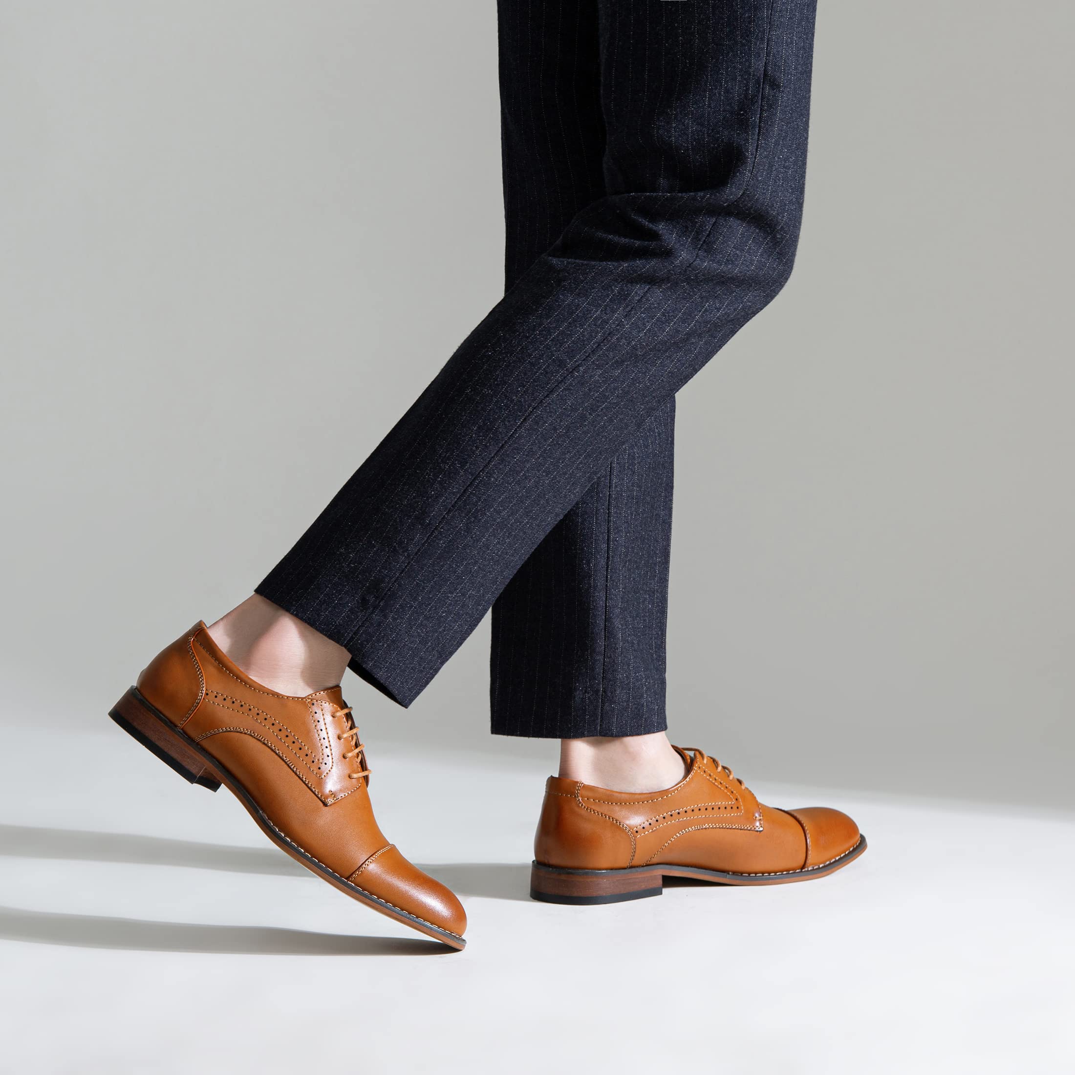 Vostey Classic Wingtip Brogue Oxford Dress Shoes for Men | Formal Business & Wedding Shoes | Premium Leather Comfortable Mens Dress Shoes for Office, Party & Special Occasions