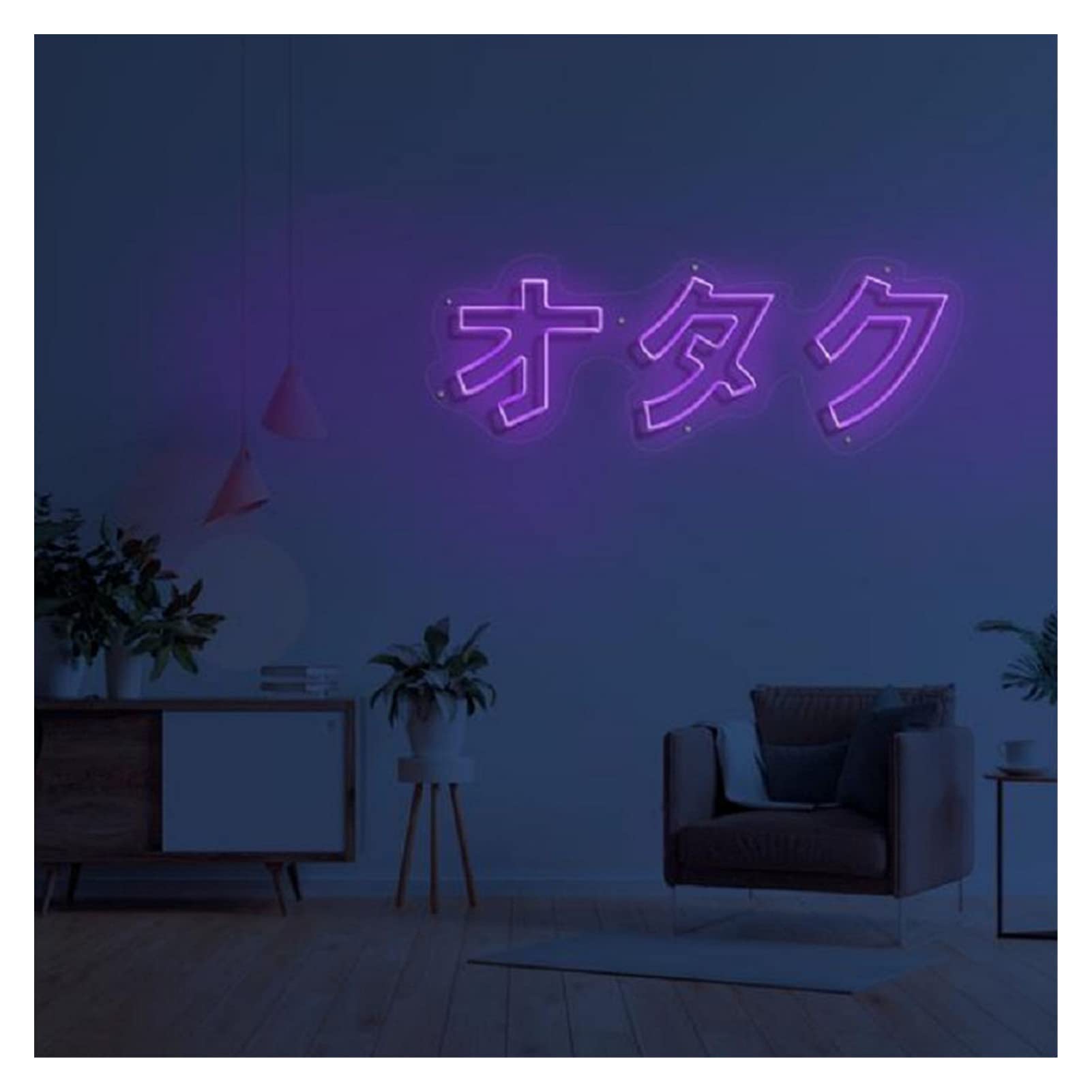 Custom Japanese Anime LED Neon Sign - Purple 50cm Wide Otaku Room Decor for Bedroom, Gaming Room & Man Cave - Unique Wall Hanging Light Gift for Anime Fans & Home Decoration