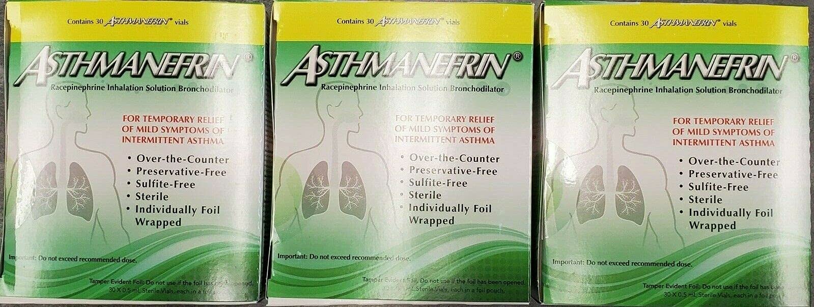 Asthmanefrin Asthma Medication Refill - 90 Count (3 Packs of 30) for Quick Relief of Asthma Symptoms - Perfect for Home, Travel & Emergency Use