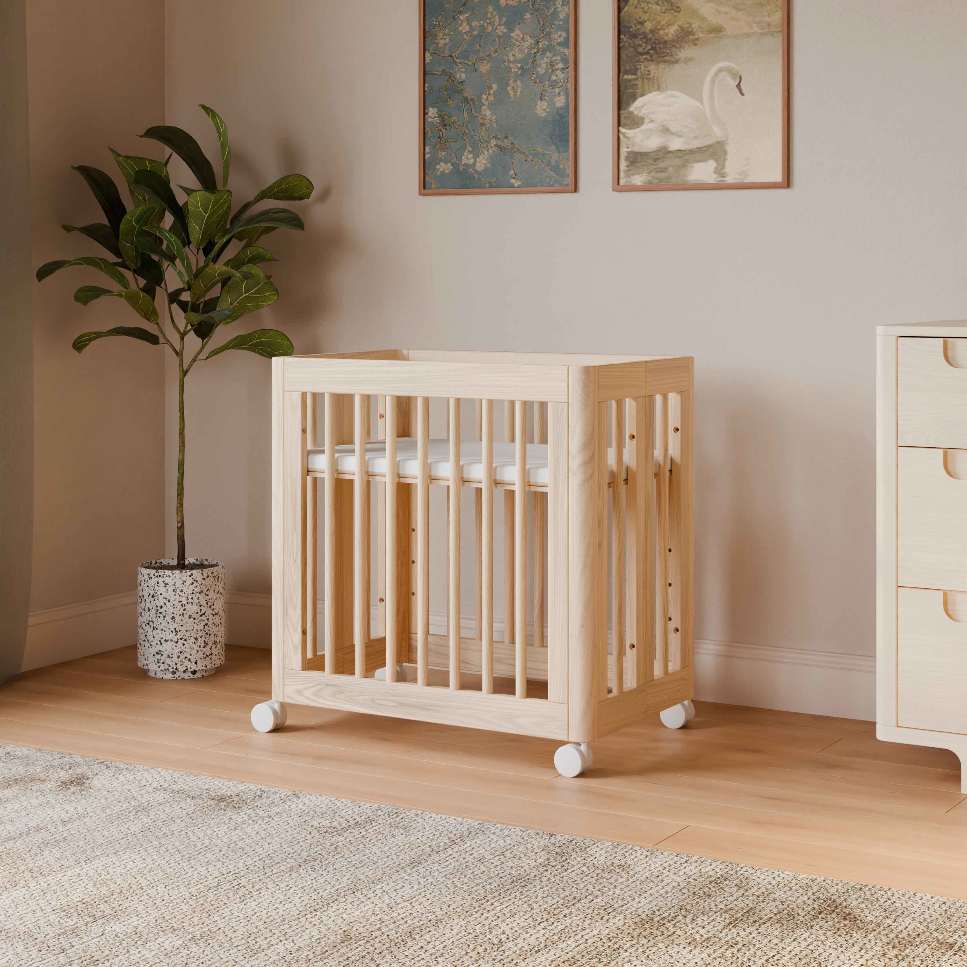 Babyletto Yuzu 8-in-1 Convertible Crib in Washed Natural - Modern Nursery Furniture for Newborn to Toddler Bed | Perfect for Small Spaces & Gender-Neutral Nursery Decor