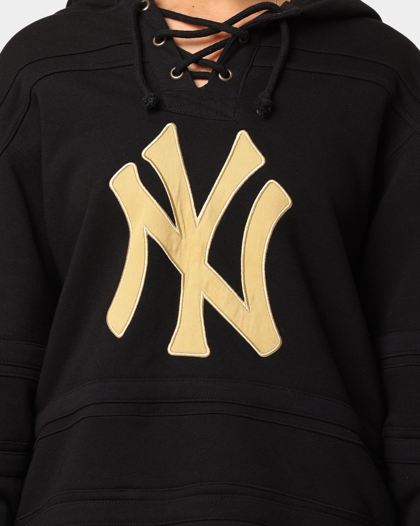 47 Brand New York Yankees Superior Lacer Hoodie Black/Gold - Men's Baseball Fan Apparel for Game Day & Casual Wear