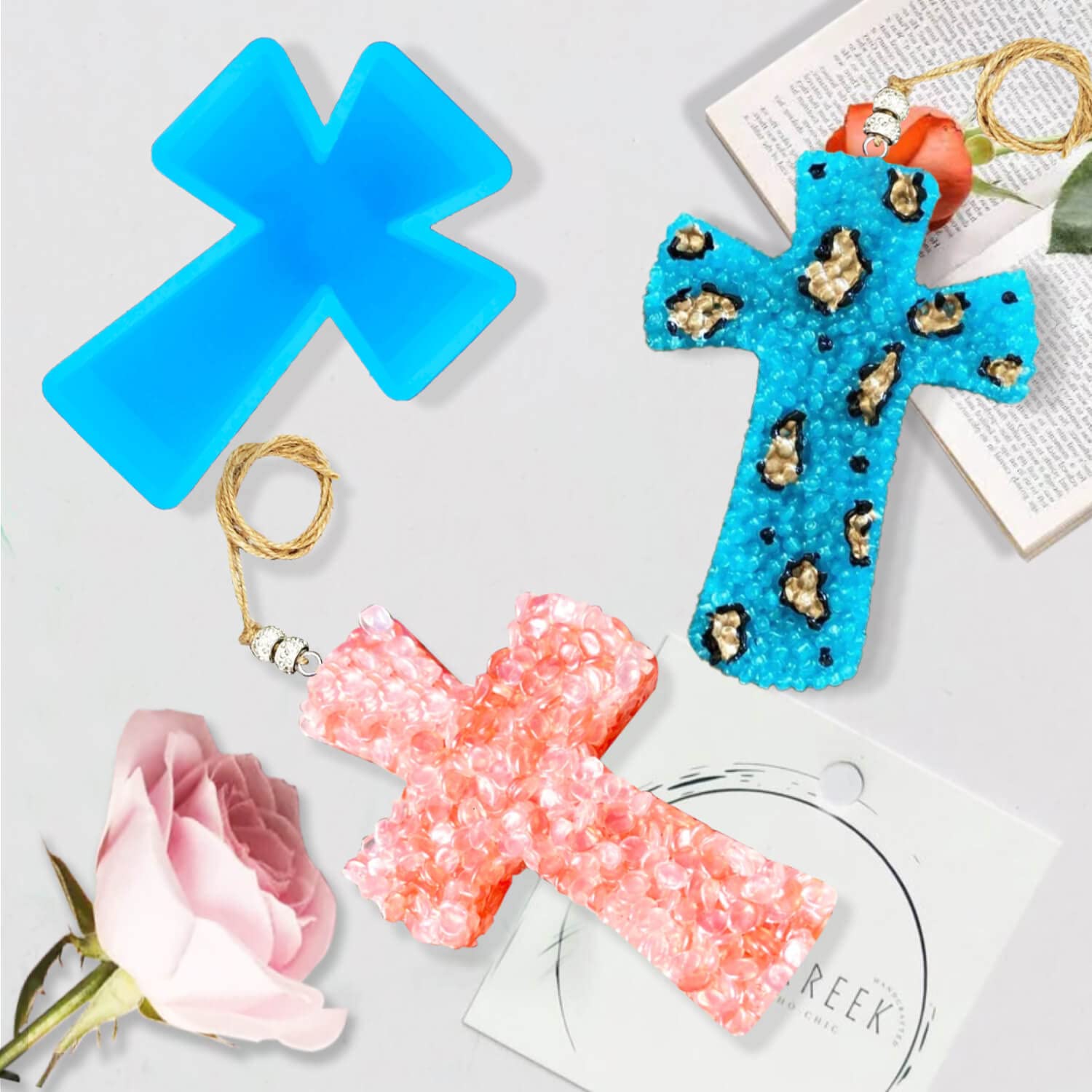 Premium Cross-Shaped Silicone Molds for DIY Car Fresheners, Candles, Soap & Epoxy Resin - Home, Office & Car Air Freshener Craft Supplies - Perfect for DIY Gifts, Aromatherapy & Vehicle Decor