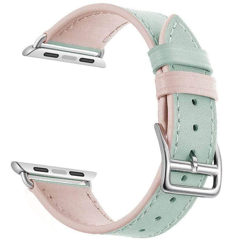 Apple Watch Series 6/5/4/3/SE Luxury Genuine Leather Band - 44mm 42mm 40mm 38mm Replacement Strap for Workout, Office & Daily Wear