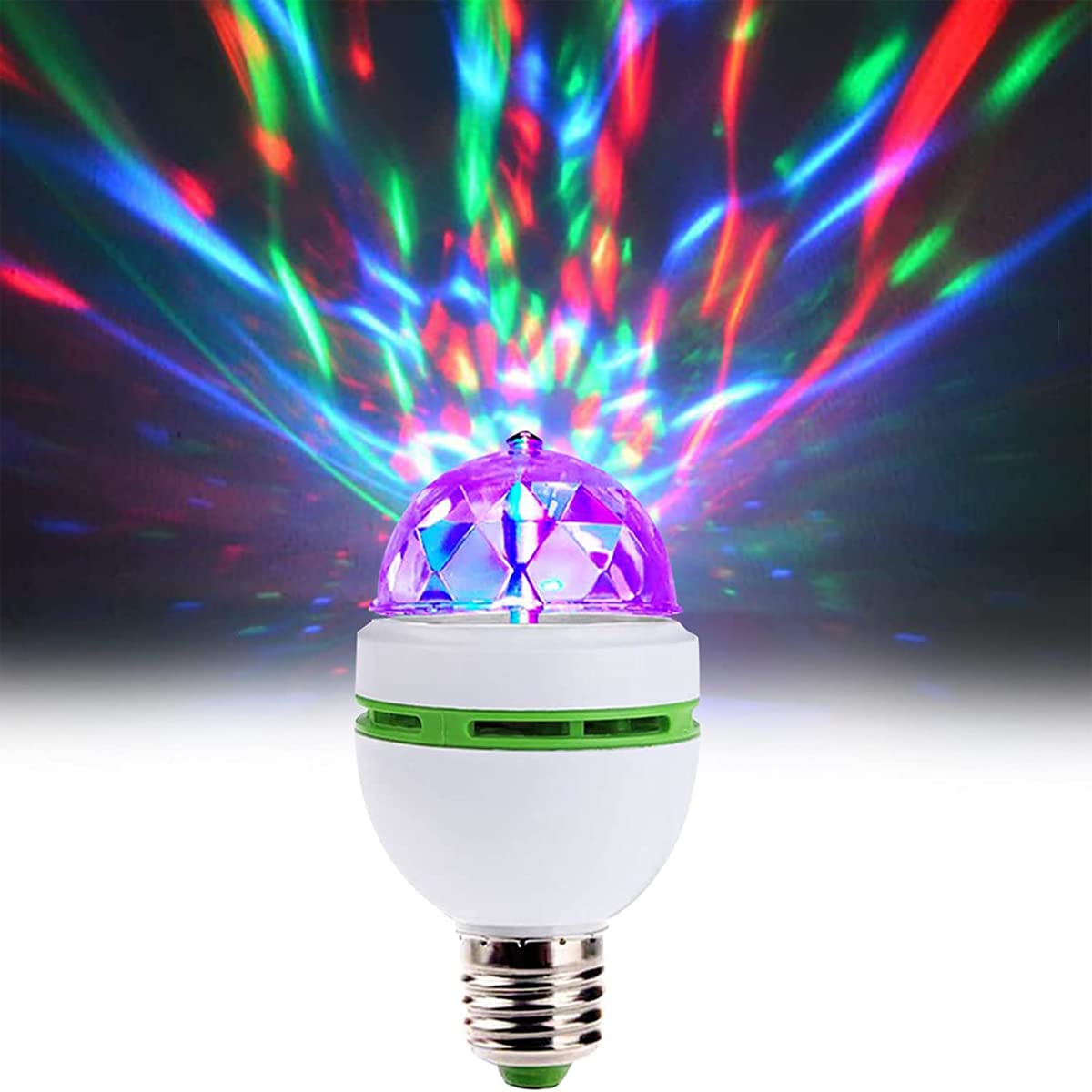 3W E27 LED RGB Crystal Rotating Stage Light Bulb - Voice Activated Auto Color Changing Party Light for DJ, Dance Club, Home Disco & Stage Decoration (1 Pack)