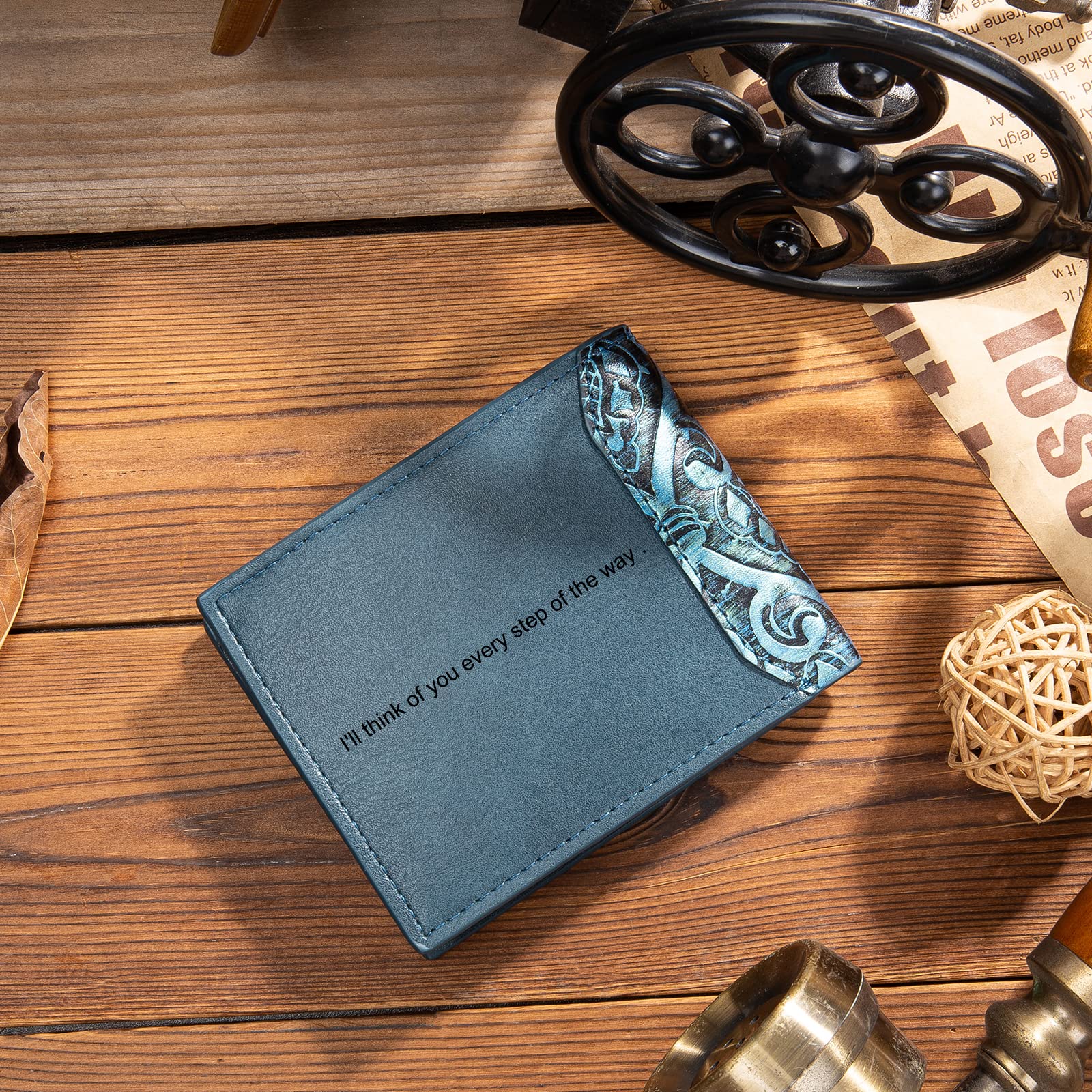 Personalized Leather Photo Wallet for Men - Custom Engraved Bifold Wallet with Photo/Text - Unique Gift for Husband, Dad, Boyfriend, Uncle & Friends - Perfect for Anniversaries, Birthdays & Father's Day