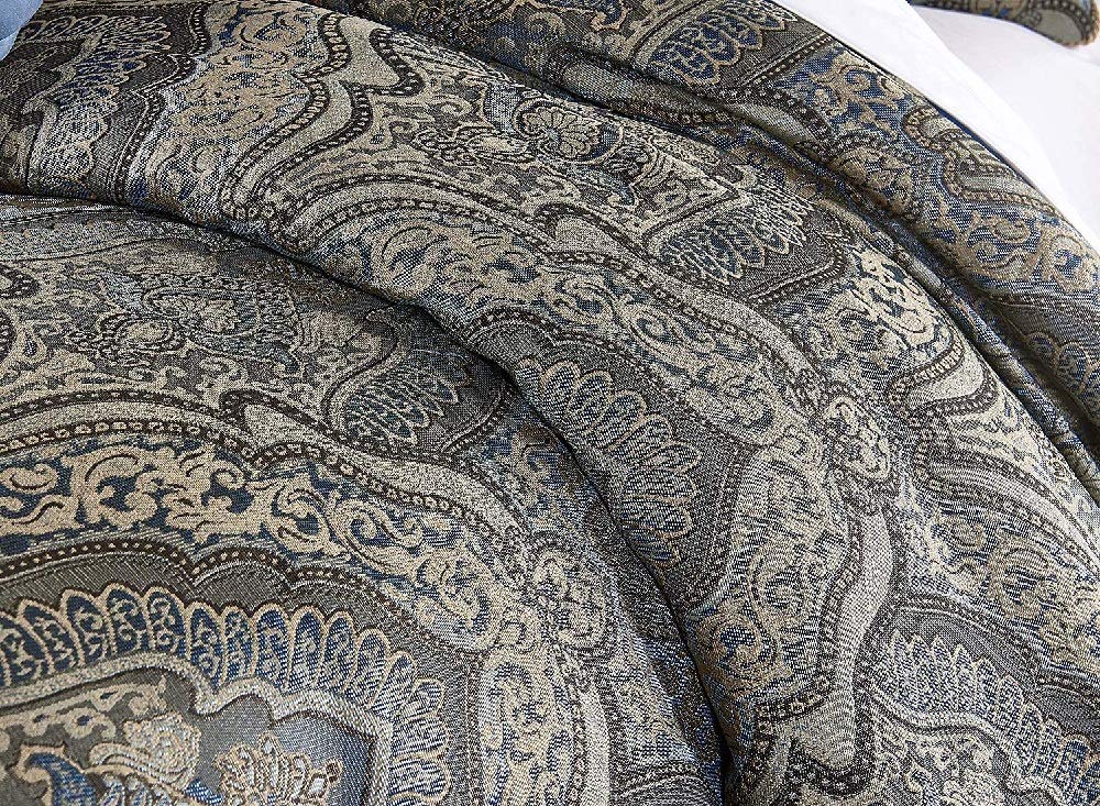 9-Piece Medallion Comforter Set King Size - Jacquard Woven Paisley Floral Design, Oversized Traditional Bedding with Warm Cozy Bedskirt Included | Perfect for Master Bedroom, Guest Room & Luxury Hotel Decor