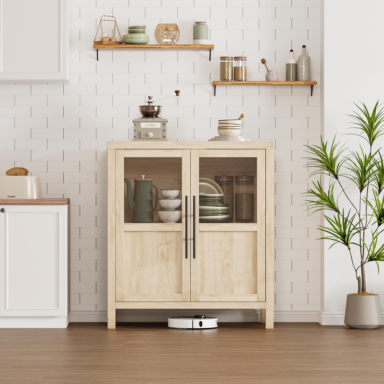 Modern Farmhouse Sideboard Buffet Cabinet with Glass Doors - 29