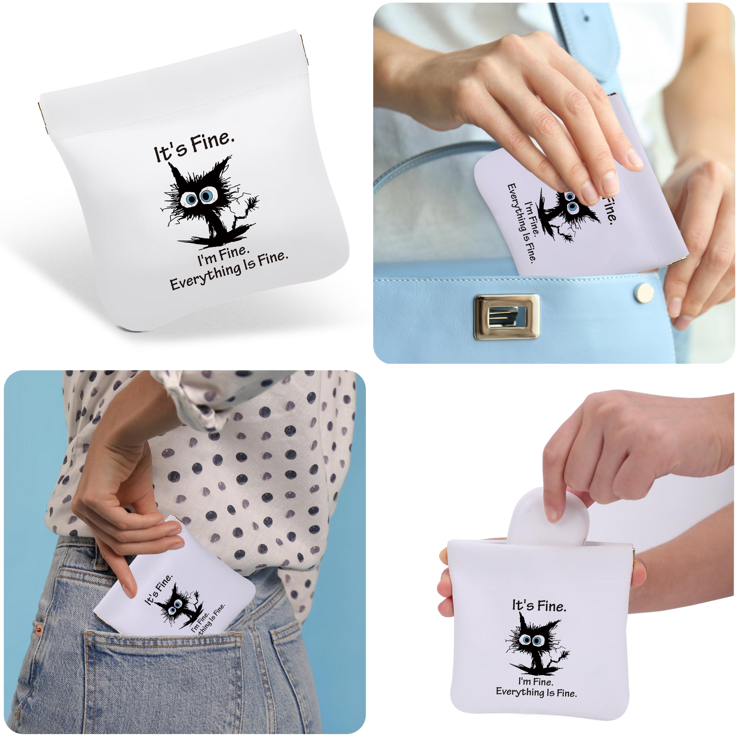Black Cat Coin Purse & Mini Makeup Bag - Travel Organizer for Cosmetics, Jewelry, Headphones - Perfect Gift for Women