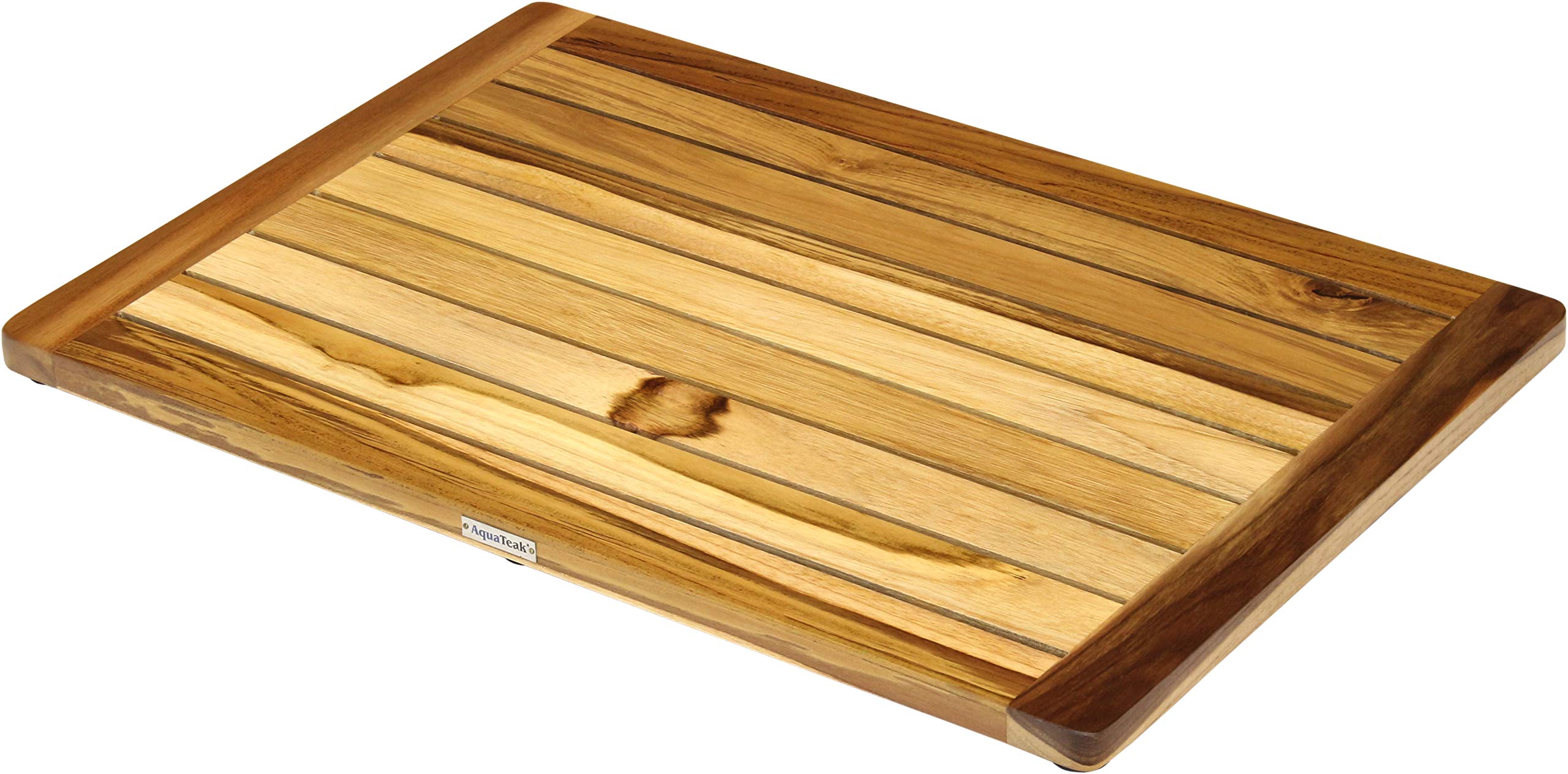 Premium Teak Wood Bath & Shower Mat - Natural Spa Shield for Wet Areas - Non-Slip Wooden Floor Mat for Bathroom, Shower, Poolside & Sauna Use