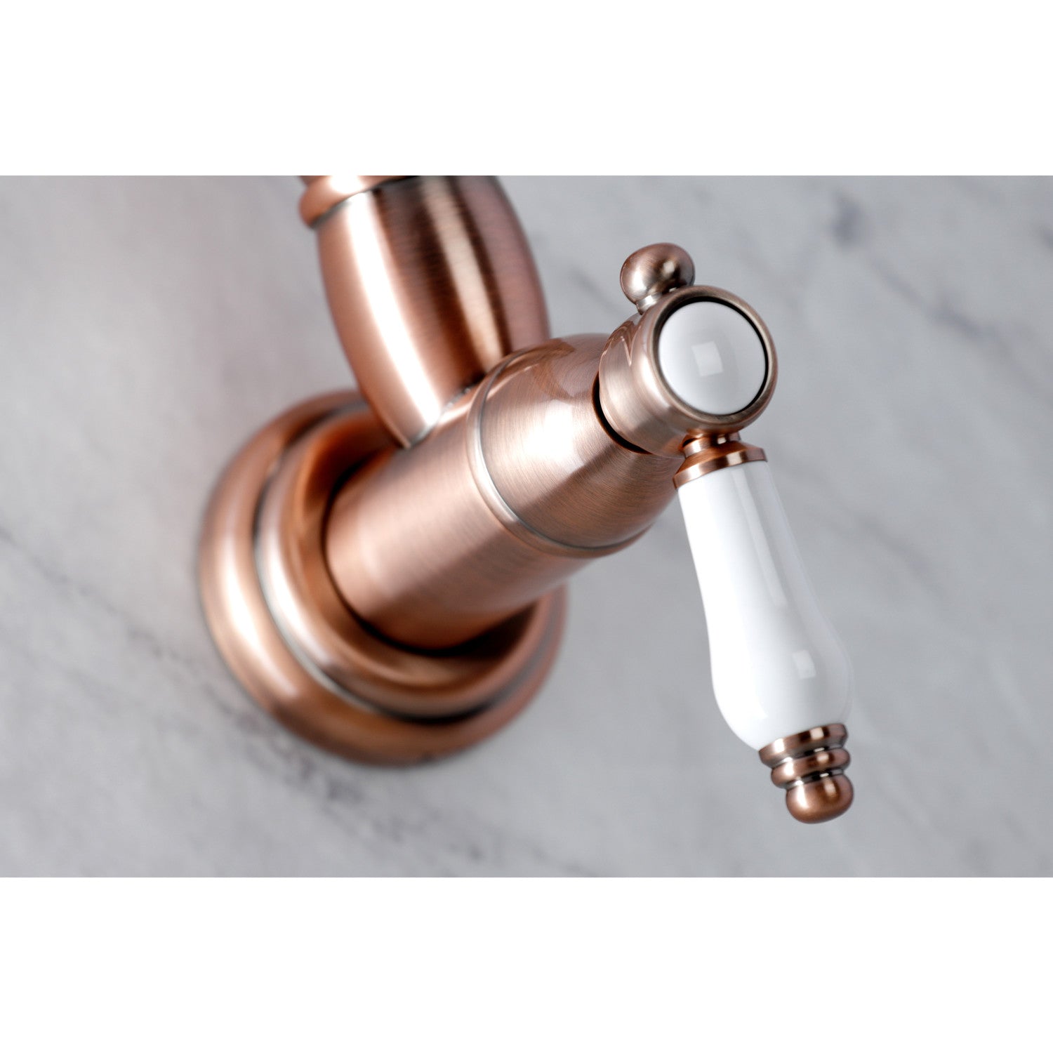 Bel Air KS310BPLAC Two Handle 1 Hole Wall Mount Pot Filler Faucet in Antique Copper - Perfect for Kitchen Sink, Stove & Cooking Area