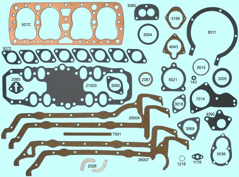 Ford 221 1932 38* 21 Stud Flathead Full Engine Gasket Set with Copper Head Gaskets - Complete Rebuild Kit for Classic Car Restoration & Hot Rod Projects