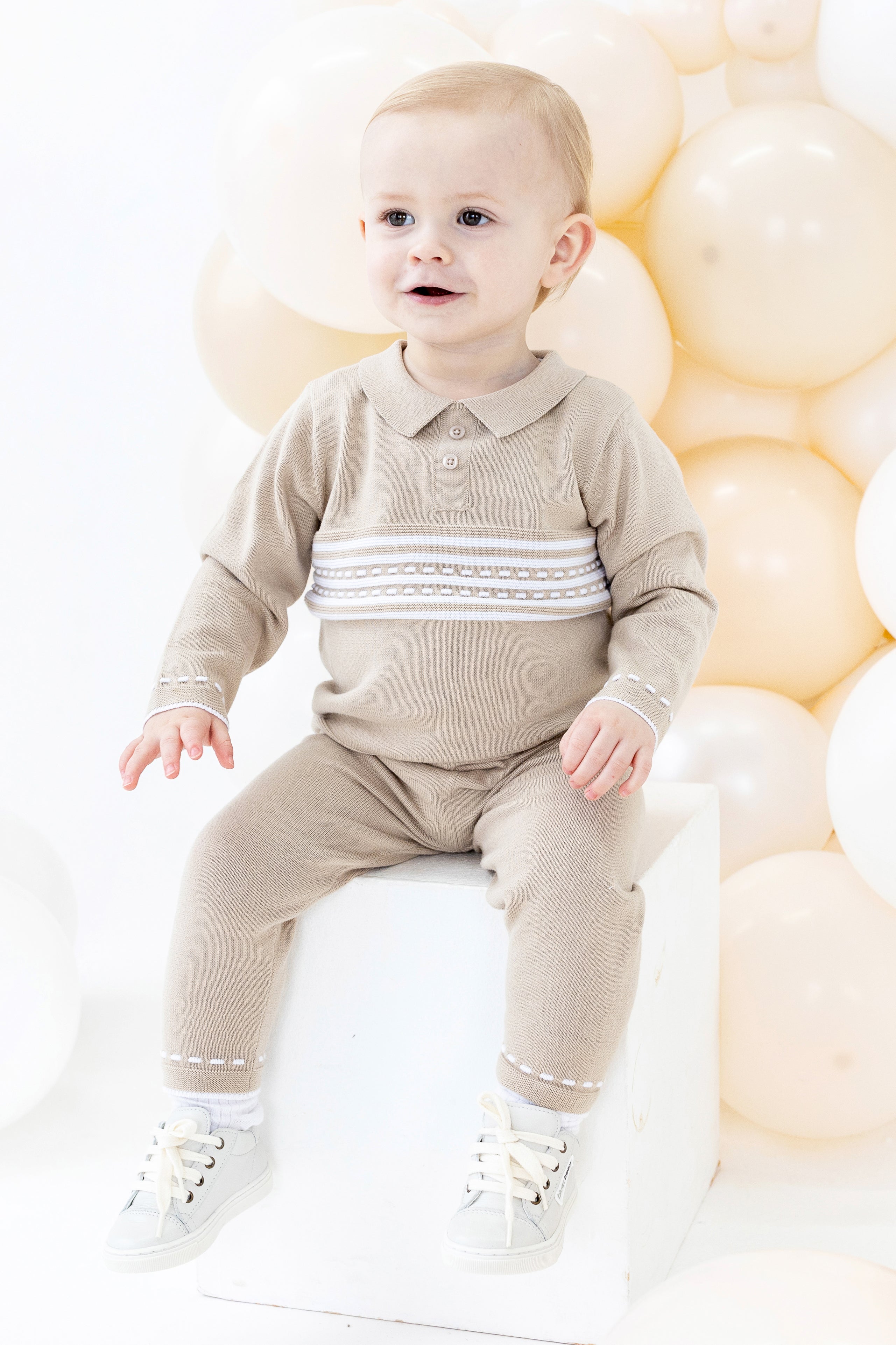 Zion Beige Knit Top & Trousers Set - Women's Casual Comfort Outfit for Work, Travel & Everyday Wear