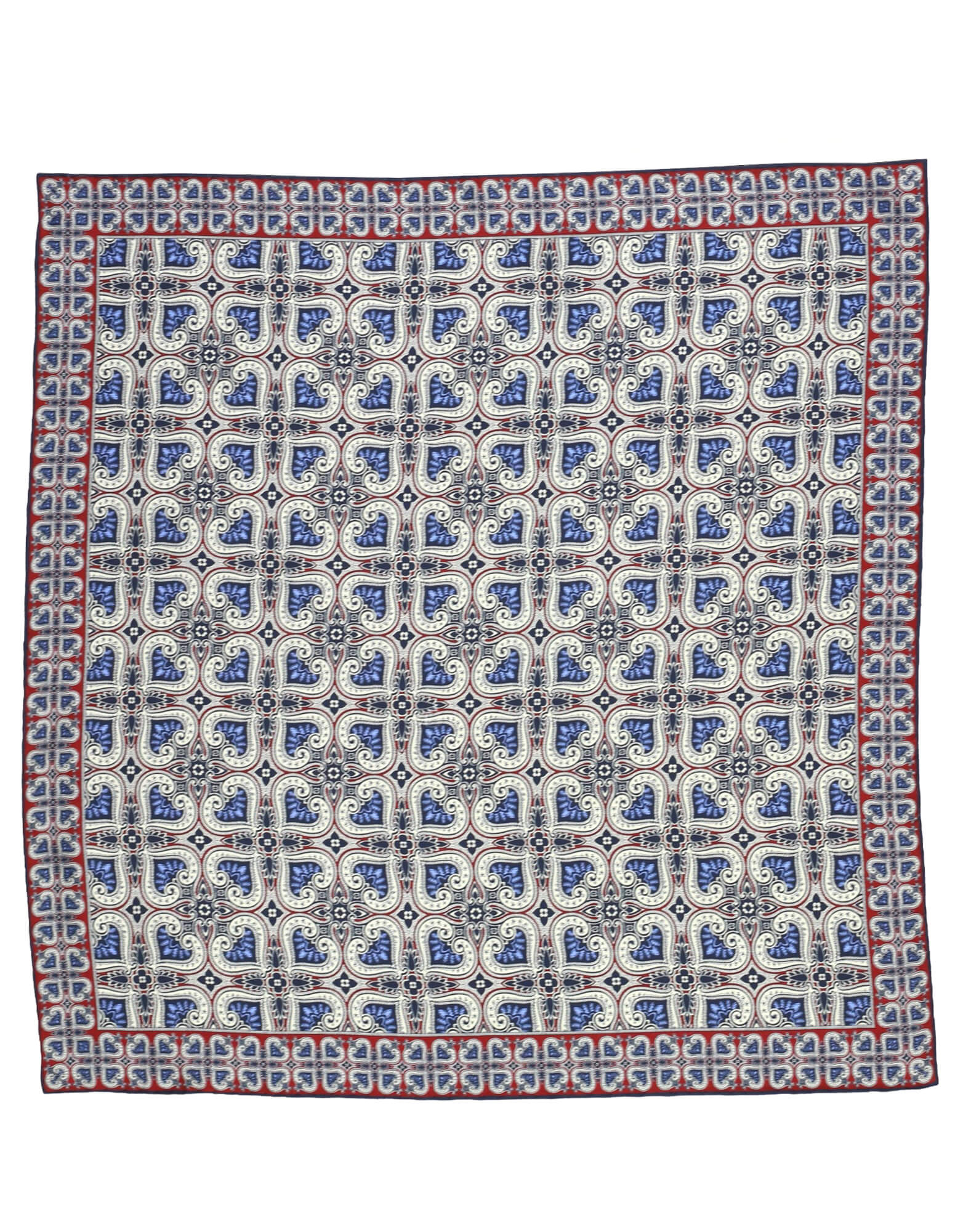 DÉCLIC Oakham Patterned Pocket Square - Blue Silk Handkerchief for Men's Suits, Weddings & Formal Events