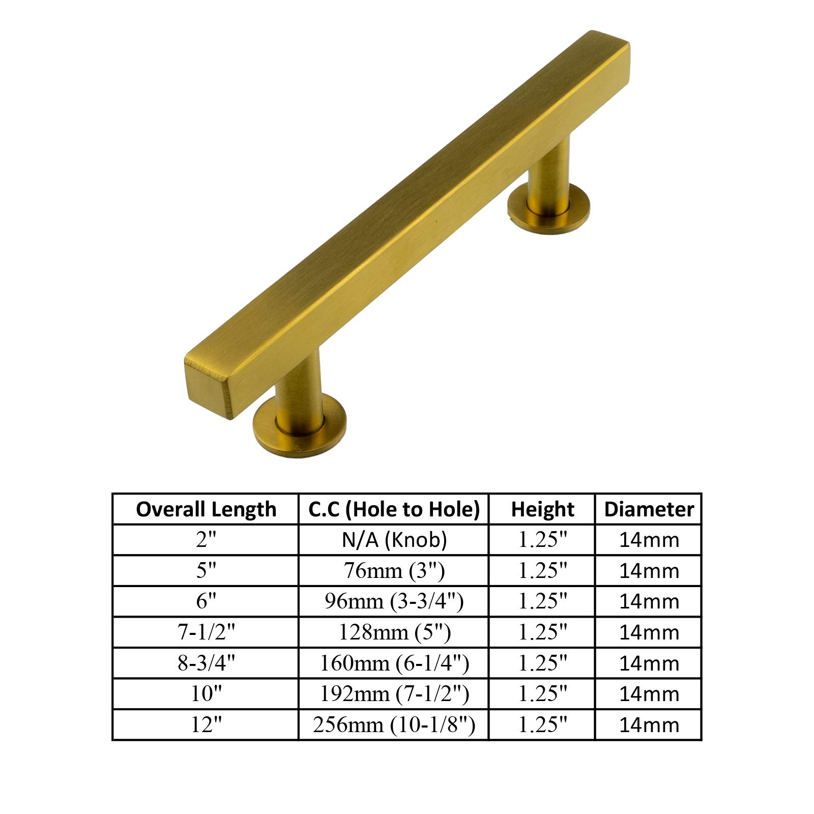 18-Series Gold Satin Brass T-Bar Handles - 10 Pack for Modern Cabinets & Dressers