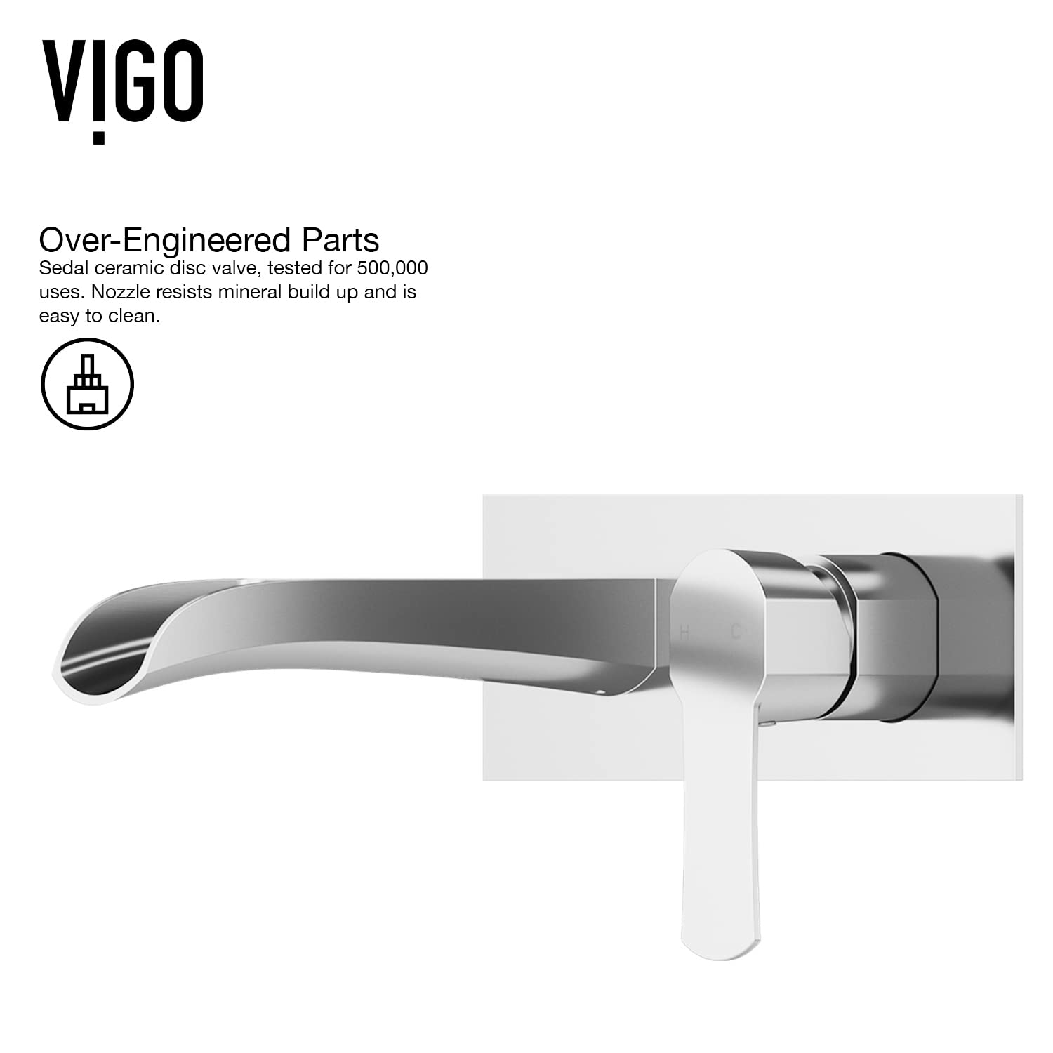 VIGO Cornelius Single Handle Wall Mount Bathroom Faucet in Chrome - VG05004CH | Modern Waterfall Spout Design for Bathroom Sink | Perfect for Small Spaces, Powder Rooms & Vanities