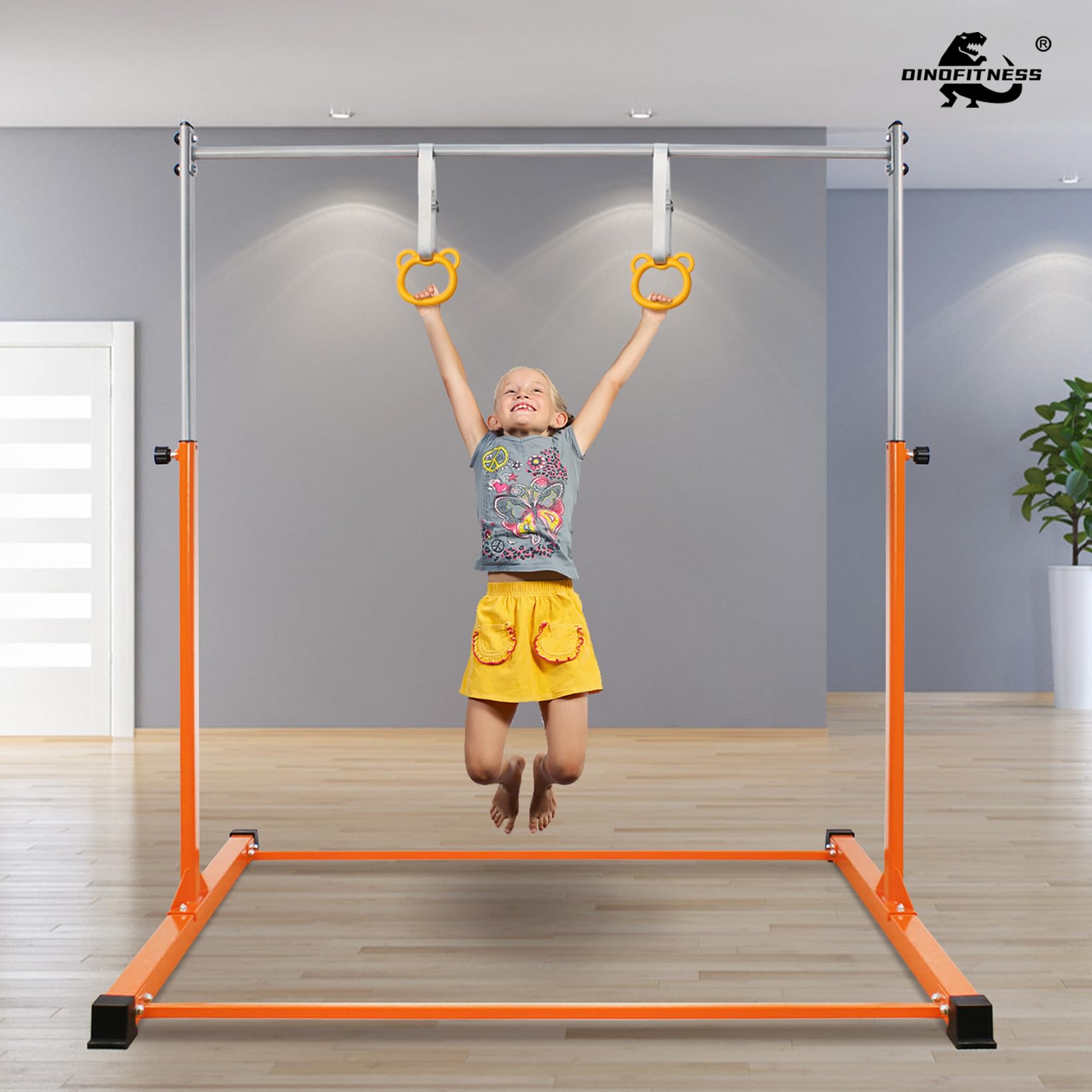 Adjustable Gymnastics Bar for Kids Ages 3-16 - 11 Height Levels, Thickened Upright Tube, Sturdy No-Wobble Design for Home Training | Perfect for Beginners, Gymnastics Practice & Indoor Exercise