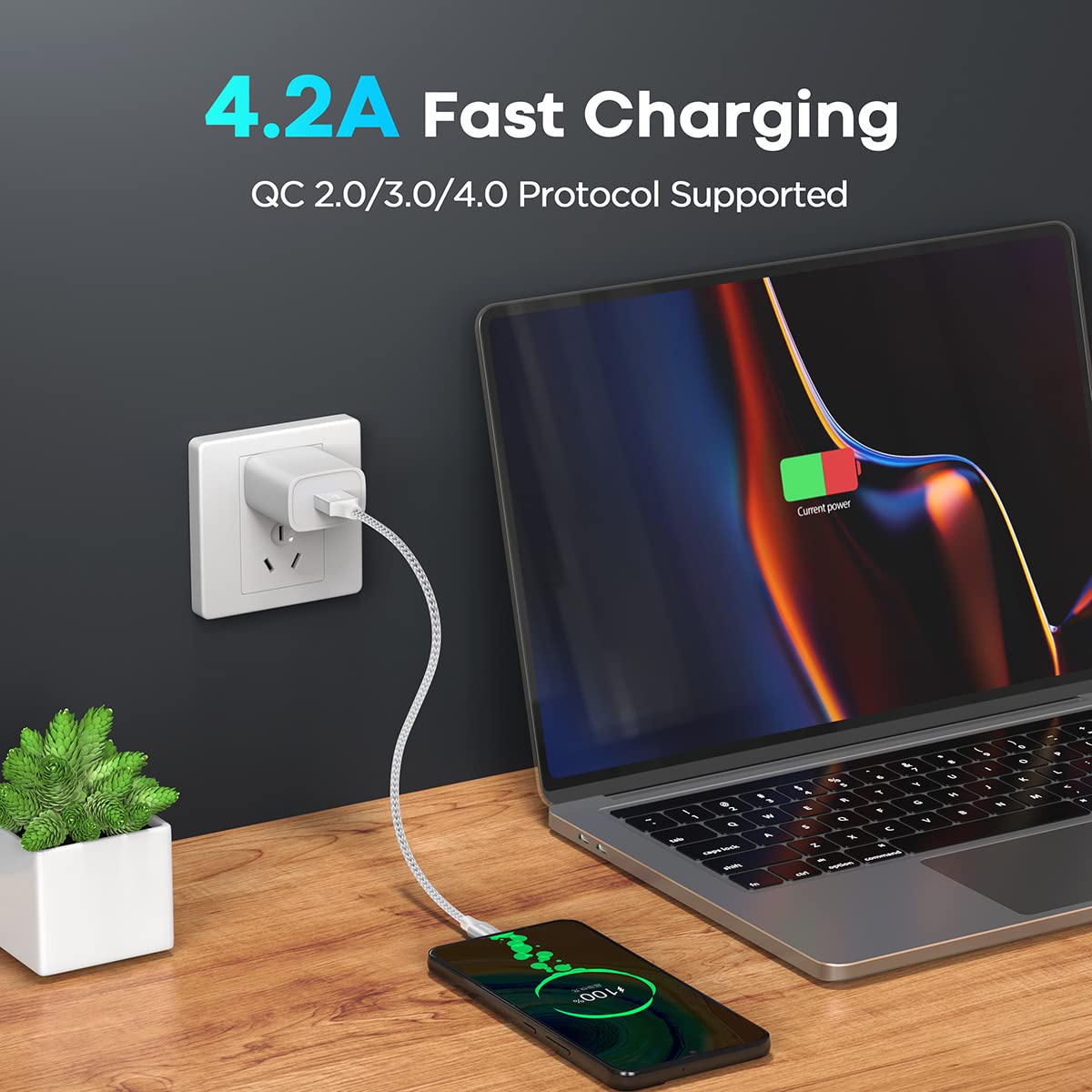 2-Pack 30cm Short USB C to USB A Cable - Fast Charging & Data Sync for Samsung Galaxy S23/S22/S20/S10/S9/S8 Plus/S10E, A20E/A15/A50/A40 - Perfect for Car, Office & Travel Charging (White)