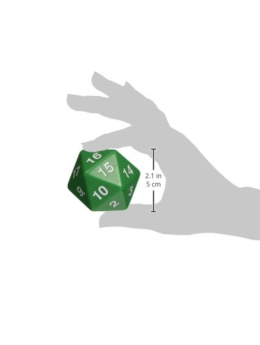 Koplow Games Green Jumbo D20 Dice - 55mm Count Down Dice for Tabletop RPGs, D&D, Board Games & Math Education
