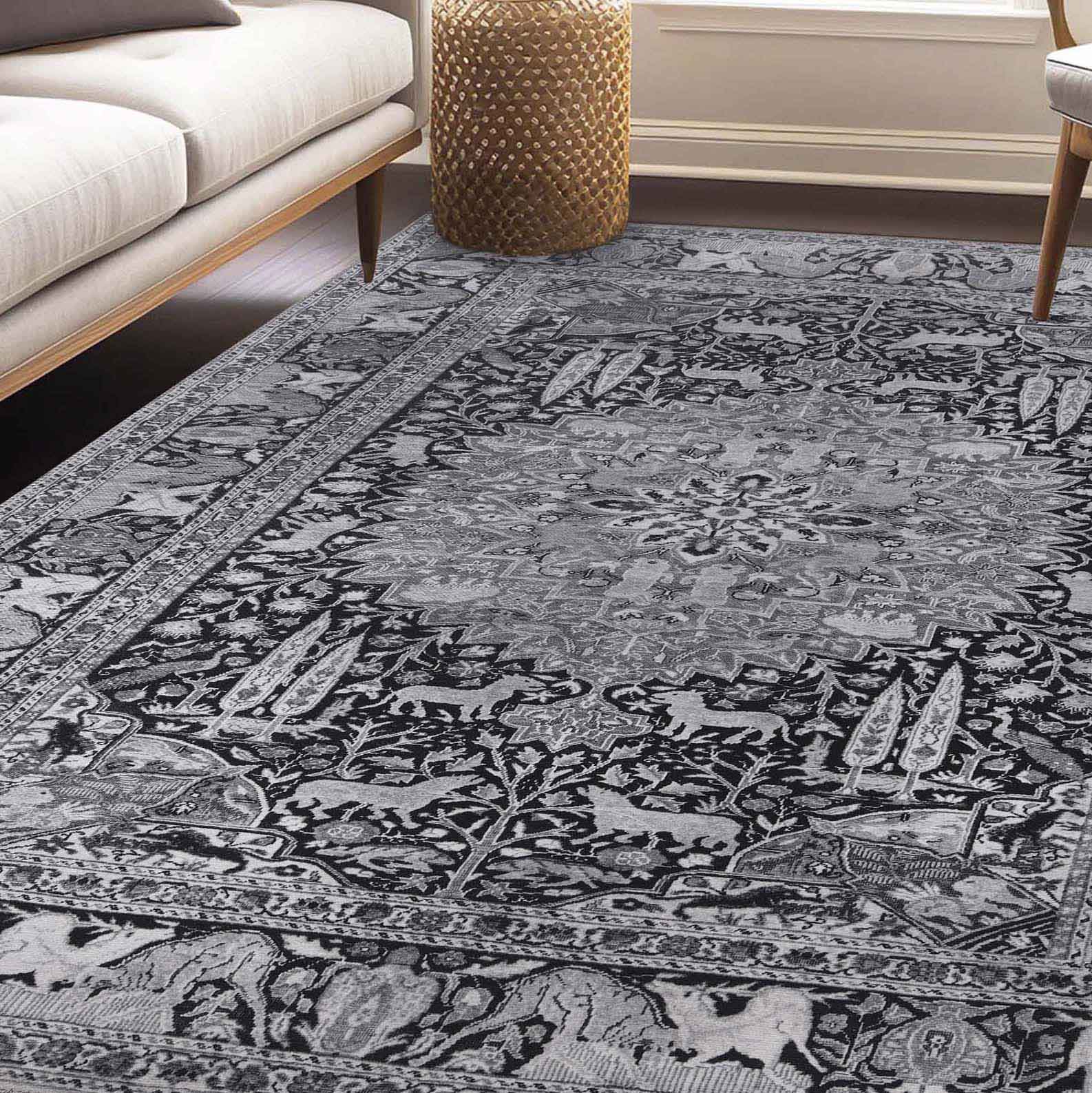 Bohemian Oriental Medallion Wildlife Indoor Area Rug or Runner - Non-Slip, Soft & Durable - Perfect for Living Room, Bedroom, or Hallway Decor