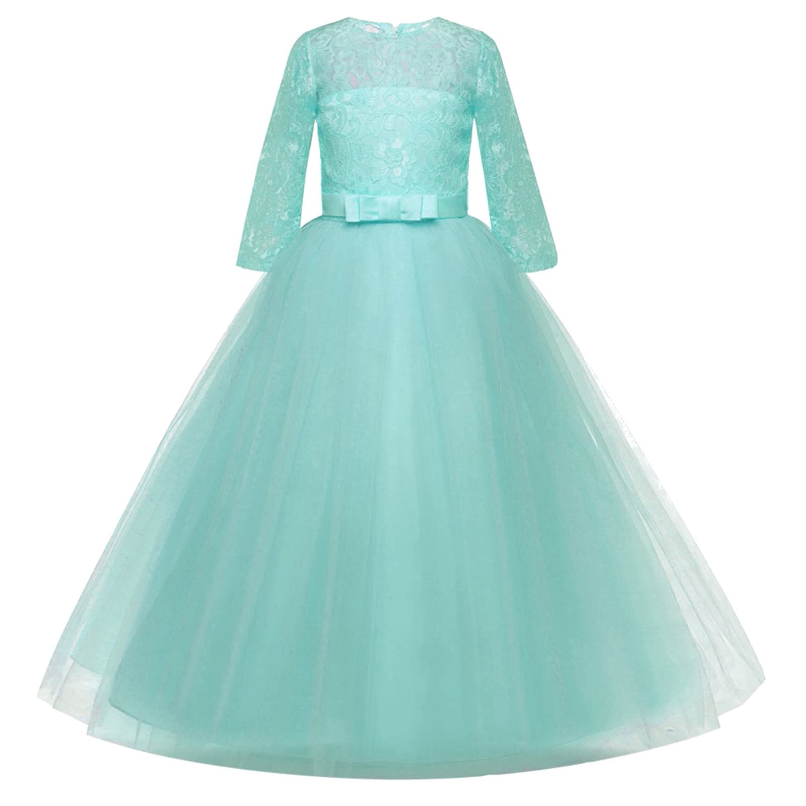 Elegant White Tulle Princess Dress for Girls 10-12 | Pageant Formal Wedding Bridesmaid Gown | Perfect for Birthday Parties, Flower Girl Attire & Special Occasions