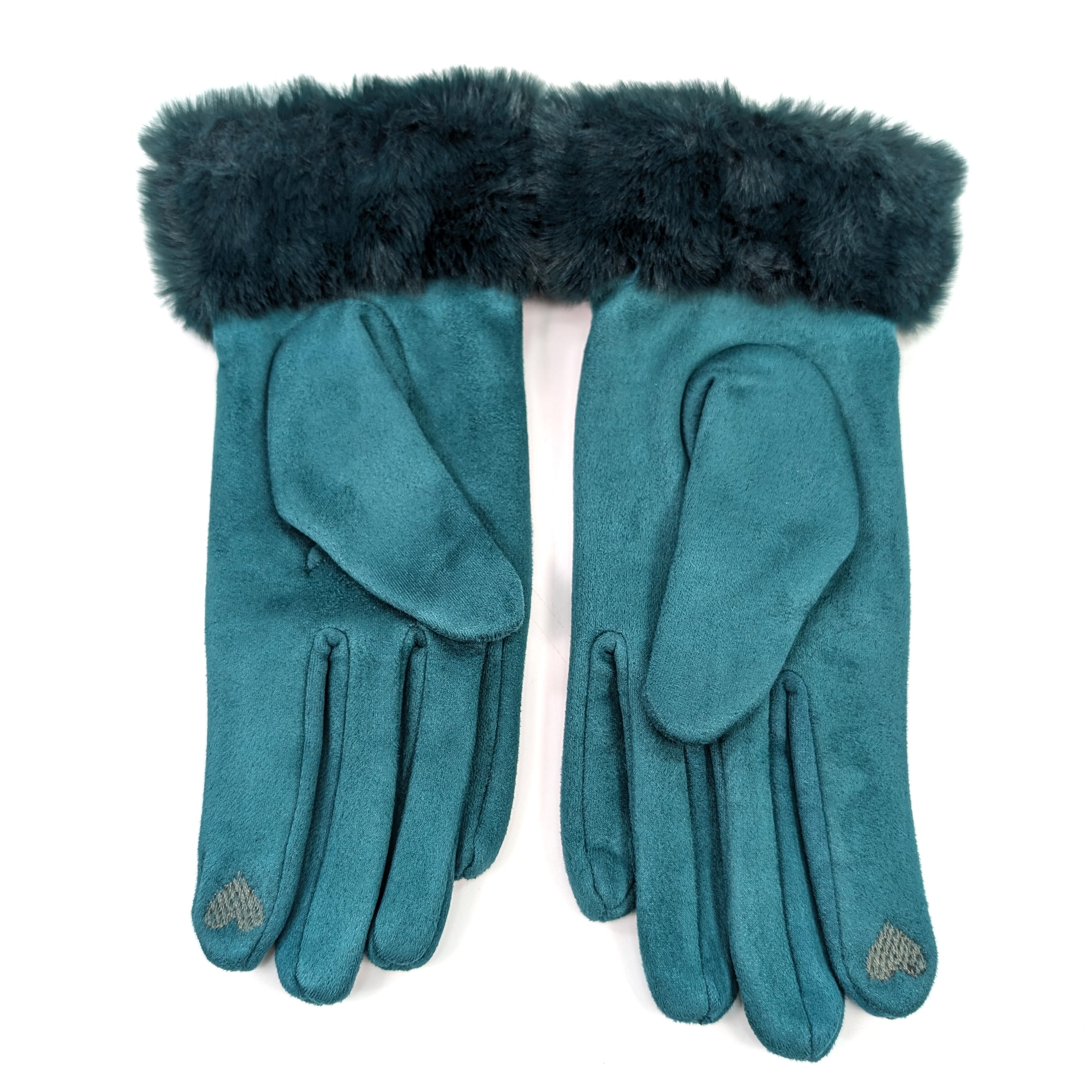 Warm Faux Fur Trim Gloves for Women - Soft Winter Gloves with Cozy Fur Cuff, Green | Perfect for Cold Weather, Outdoor Activities & Fashion Accessory