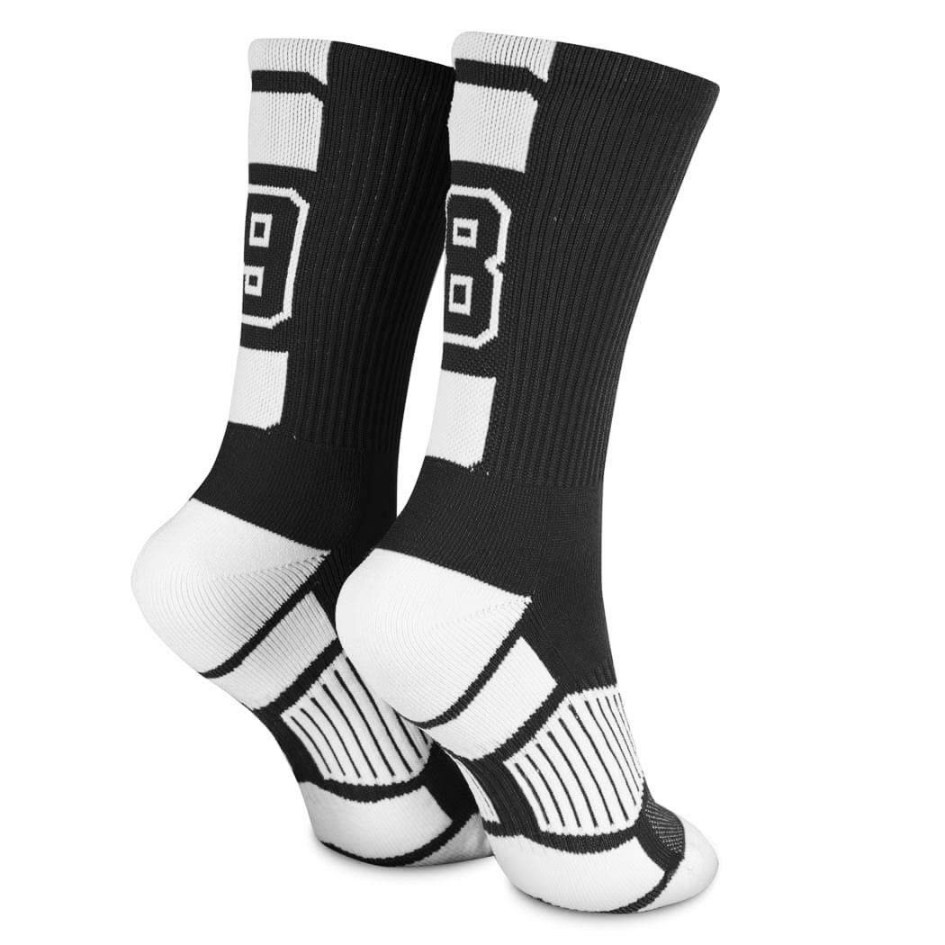 Custom Team Number Socks for Youth & Adults - High Performance Athletic Socks with Black Numbers | Choose Your Favorite Number | Perfect for Sports Teams, Gifts & School Activities