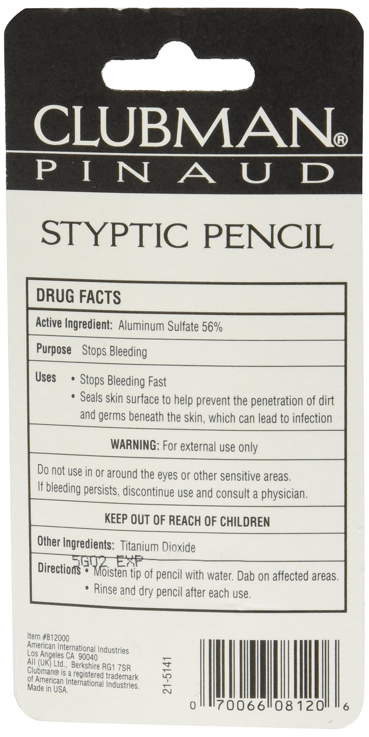 Clubman Pinaud Styptic Pencil for Men - Travel Size .33 oz (Pack of 3) - First Aid for Shaving Cuts & Nicks - Perfect for Home, Gym & Travel Grooming Kit