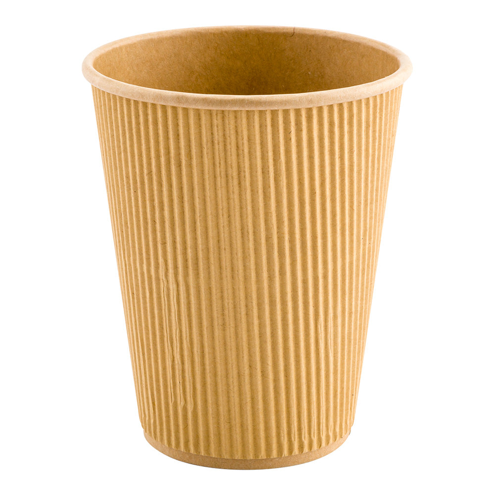 Eco-Friendly 12 oz Kraft Paper Coffee Cups with Ripple Wall - 3.5