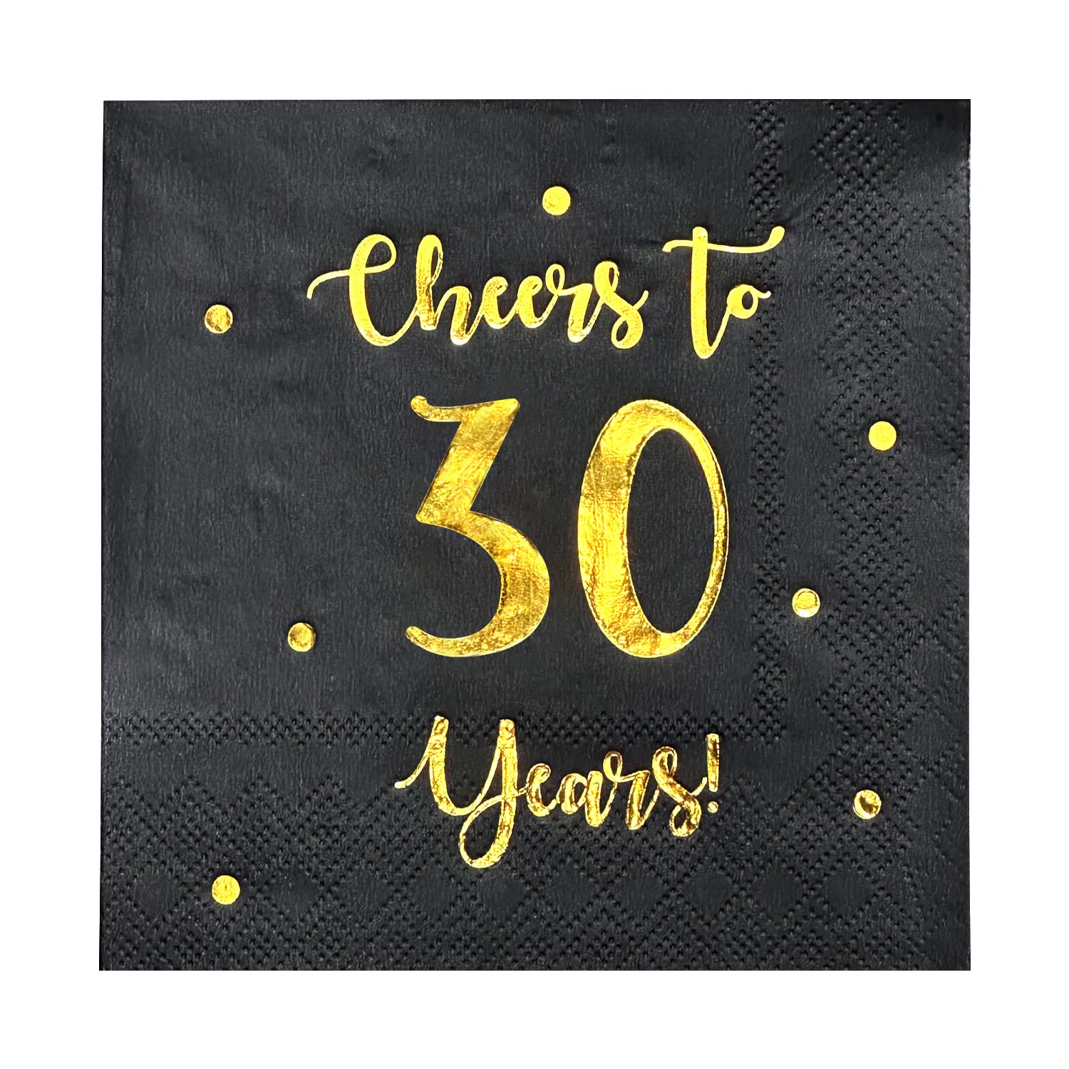 Happy 30th Birthday & Anniversary Cocktail Napkins - 50-Pack 3-Ply 5x5 Inch Folded Black Party Napkins for Men & Women - Perfect for 30th Birthday Decorations, Wedding Anniversaries & Cocktail Parties