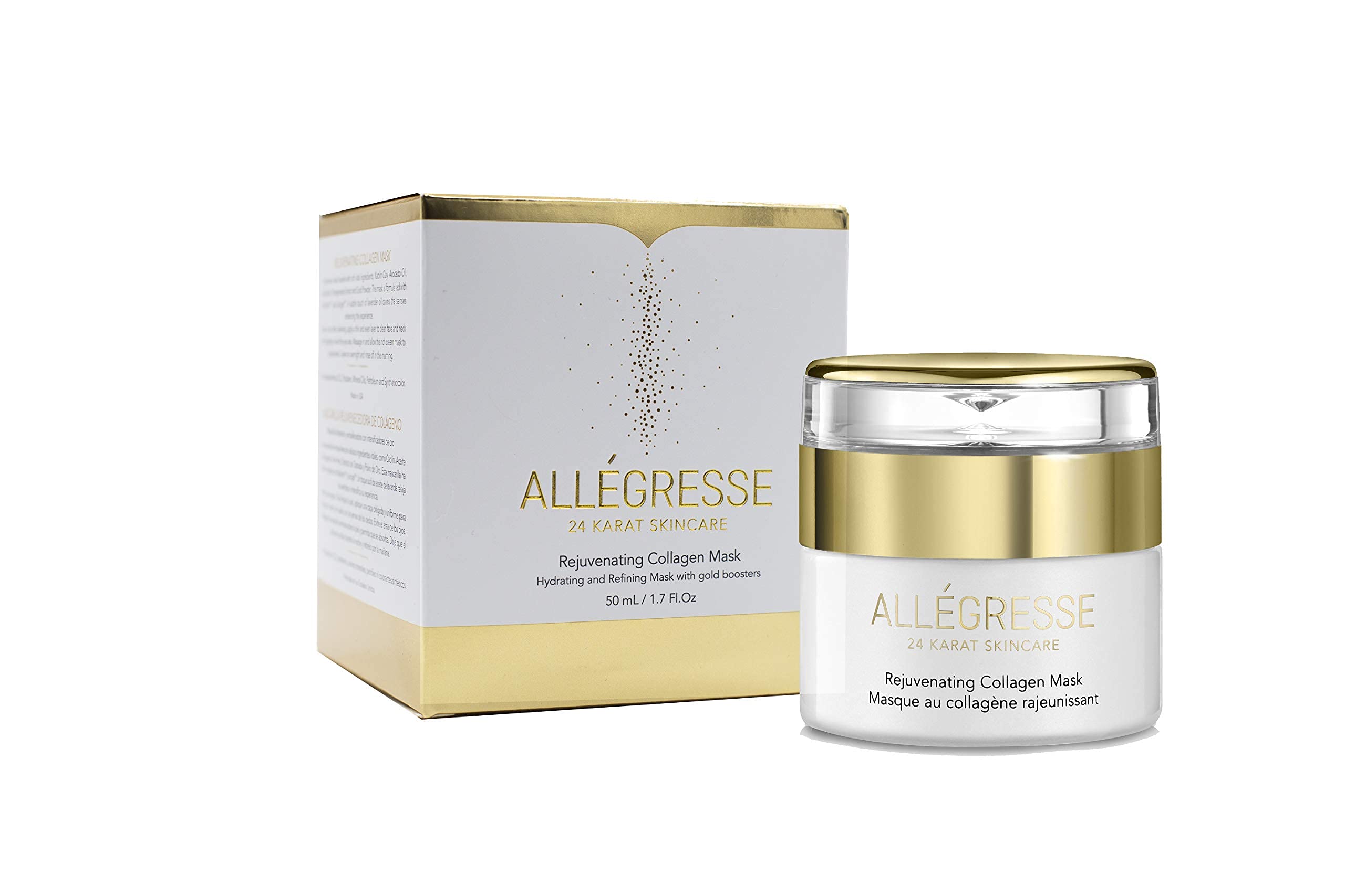 24K Gold Collagen Face Mask - Anti-Aging & Deep Hydrating Facial Treatment with Natural Oils & Antioxidants - Rejuvenating Skincare for Dry Skin - Perfect for Night Routine & Spa Days - 1.7 oz