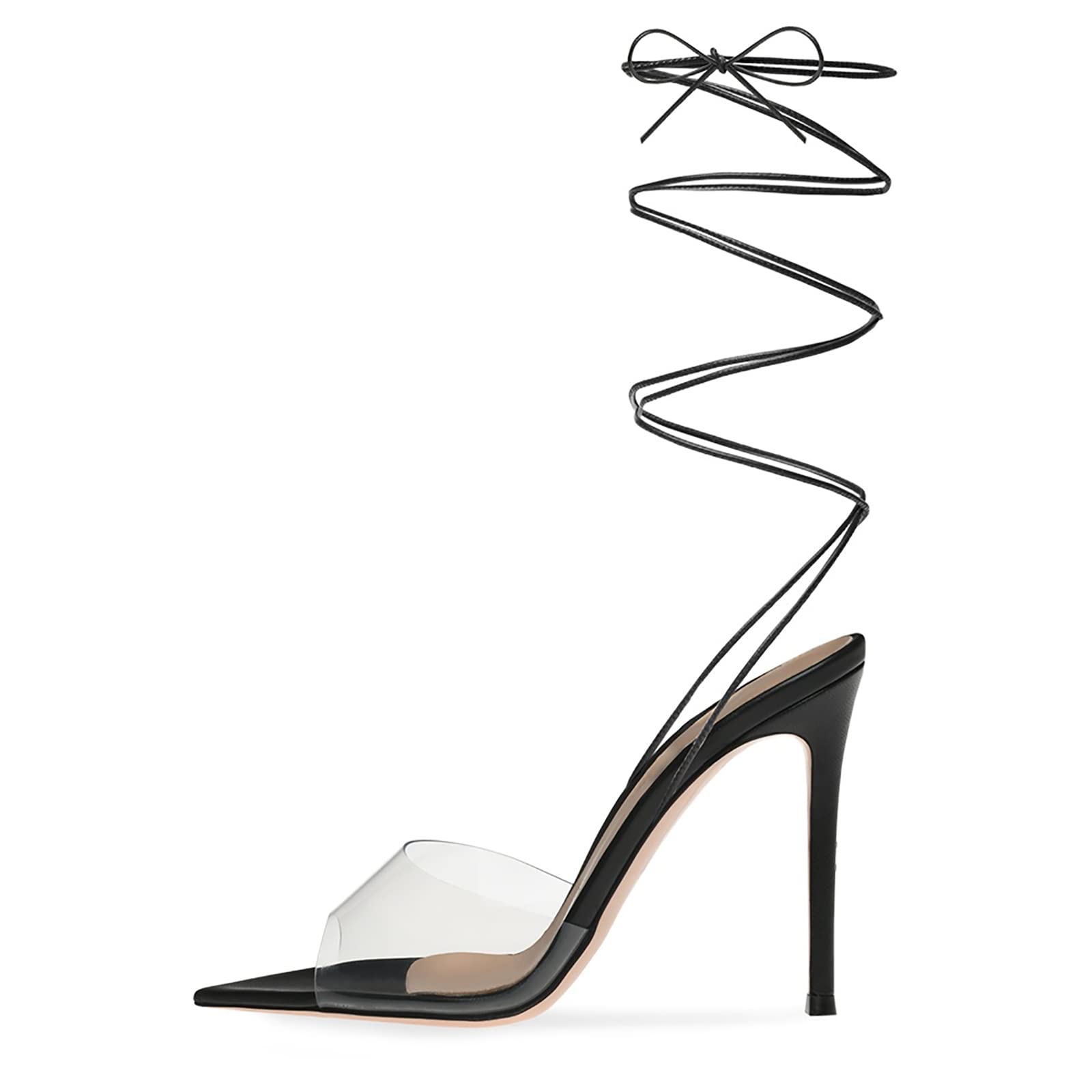 Sexy Women's Stiletto Sandals - Pointed Open Toe Lace Up Strappy High Heels for Party, Prom, Wedding & Evening Dresses | Comfortable Dressy Sandals for Women