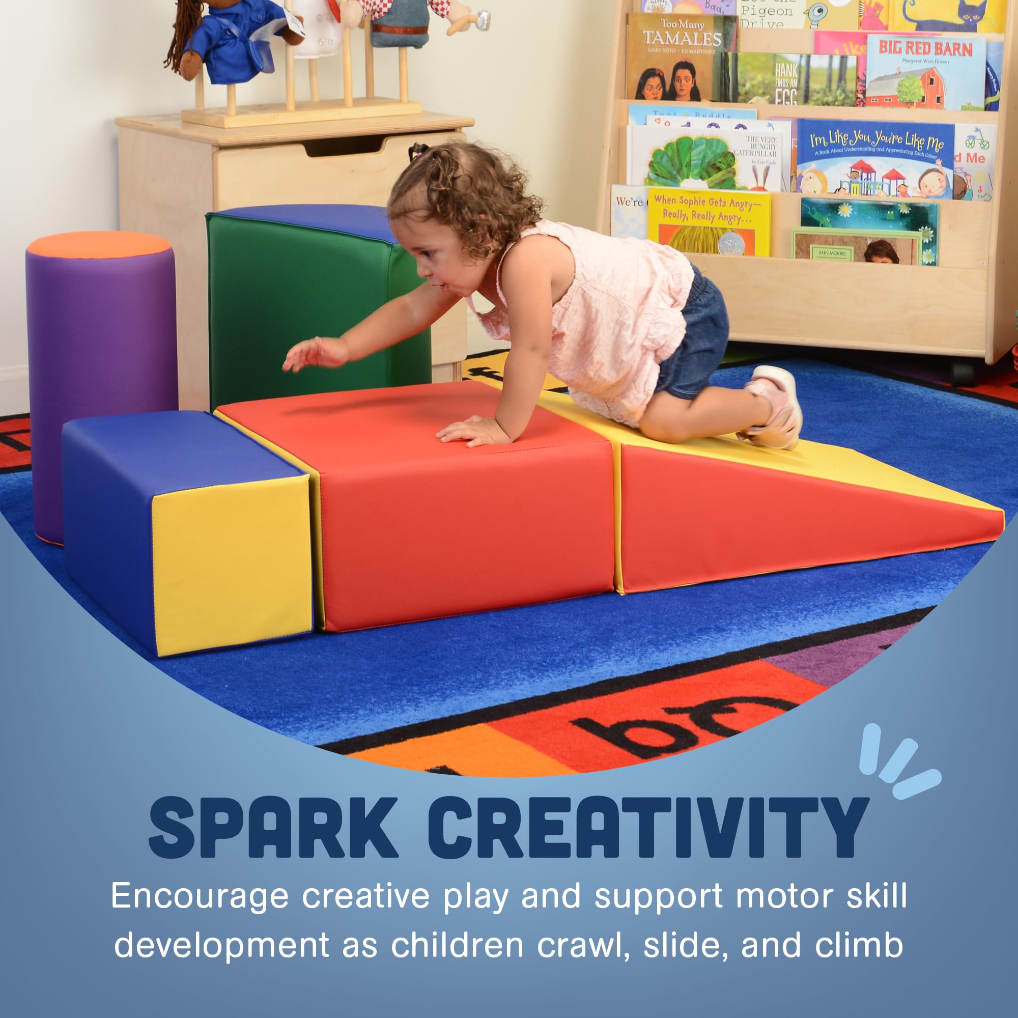 Constructive Playthings Soft Foam Climbing Toys for Toddlers & Kids - 5-Piece Padded Shapes Set with Sturdy Vinyl Cover | Daycare & Indoor Play Equipment | Easy to Clean, Safe & Durable for All Ages | Perfect for Preschools, Playrooms & Home Play Areas