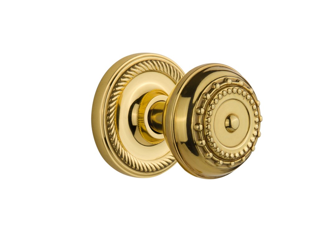 Vintage Rope Rosette with Meadows Knob - Single Dummy Switch Plate Cover in Unlacquered Brass | Classic Home Decor for Victorian, Farmhouse & Cottage Style Interiors