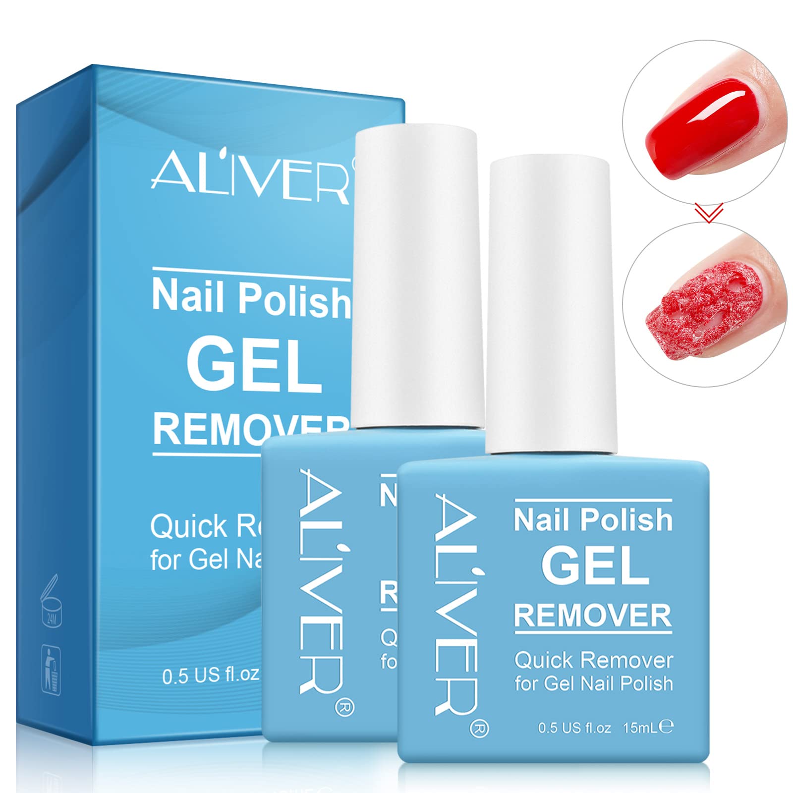 Professional Nail Polish Remover for Gel & Natural Nails - Fast Acting in 3-5 Minutes, Gentle Formula, No Damage (2 Pack) - Perfect for Salon & Home Manicures