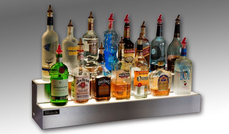 Perlick 72 2-Tier White LED Lighted Liquor Bottle Display Cabinet - Perfect for Bars, Restaurants, and Home Bars - Right End Mounting