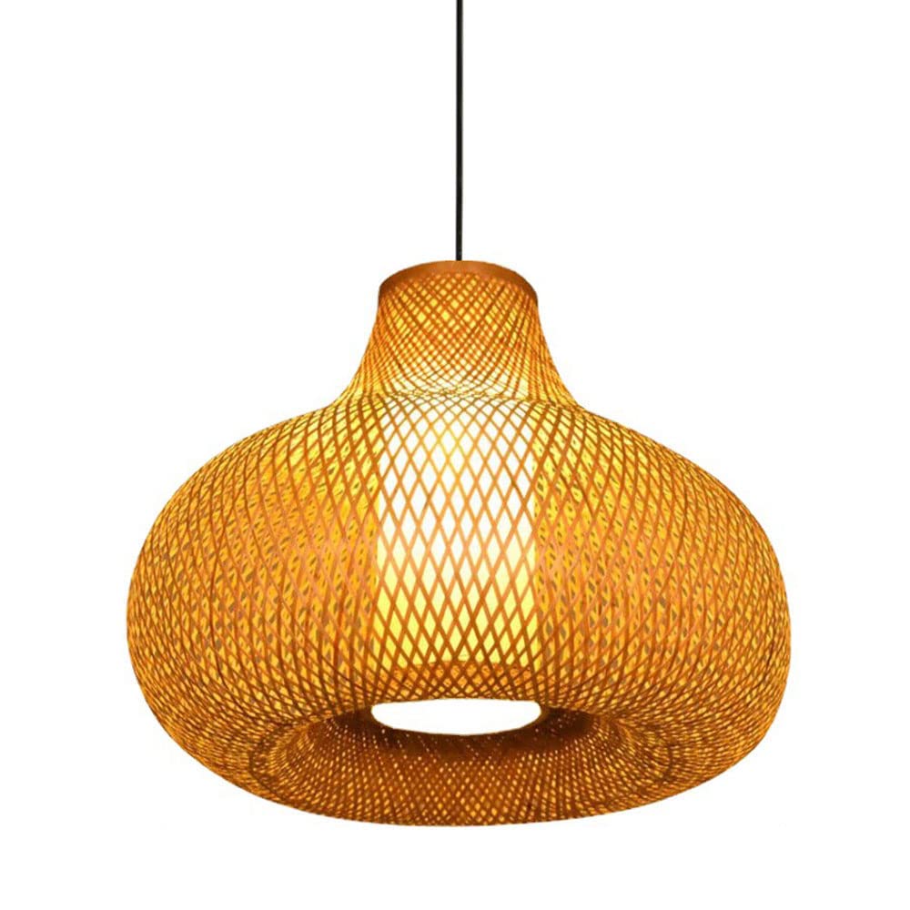 Handwoven Bamboo Pendant Light - Rustic Wicker Hanging Lamp with Adjustable Lampshade for Home, Hotel, Cafe & Restaurant Decor | Eco-Friendly Chandelier for Indoor & Outdoor Lighting