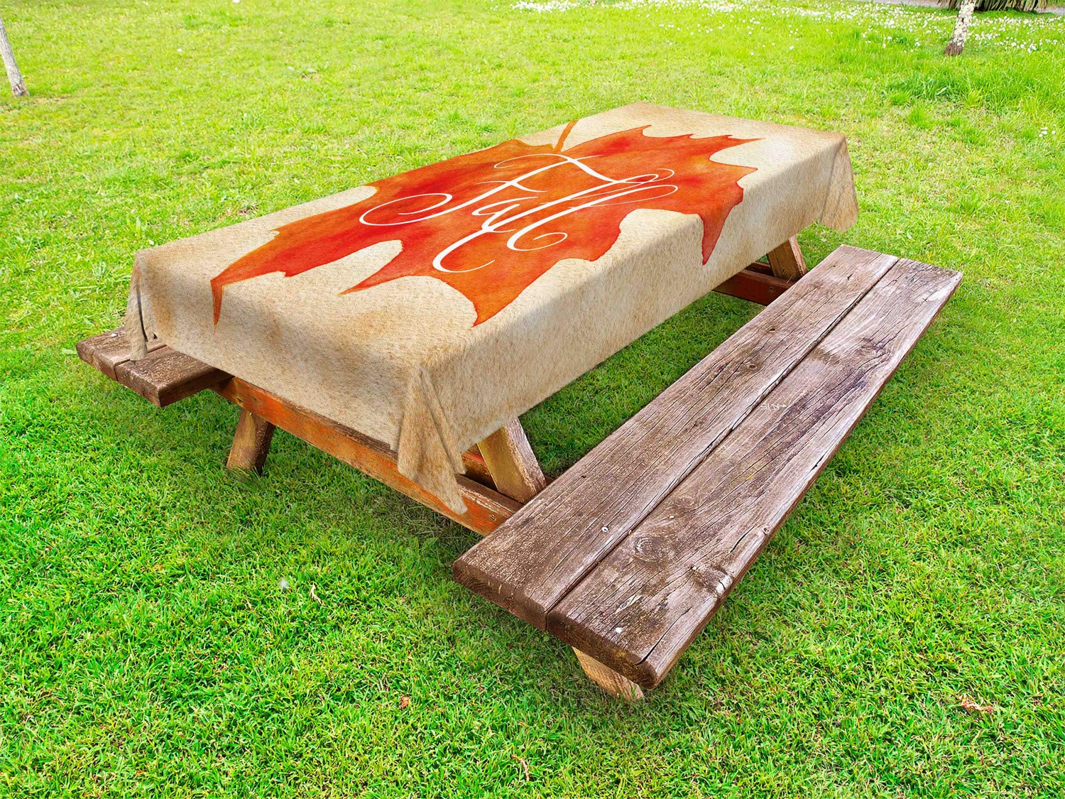 Ambesonne Watercolor Maple Leaf Fall Tablecloth - 58
