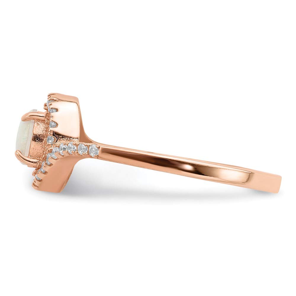 925 Sterling Silver Rose Gold Lab-Created Opal & Cubic Zirconia Halo Ring for Women | Elegant Fine Jewelry Gift for Her | Perfect for Anniversaries, Birthdays & Special Occasions